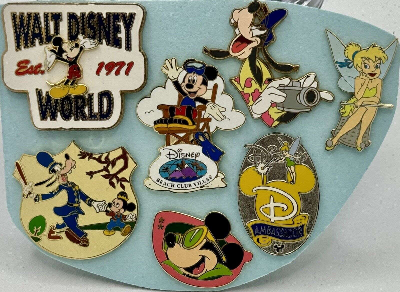 Disney Pin Lot ~ YEAR 2003 ~ 7 pc Pins Set ~ Mickey Goofy Tinker Bell WDW Resort