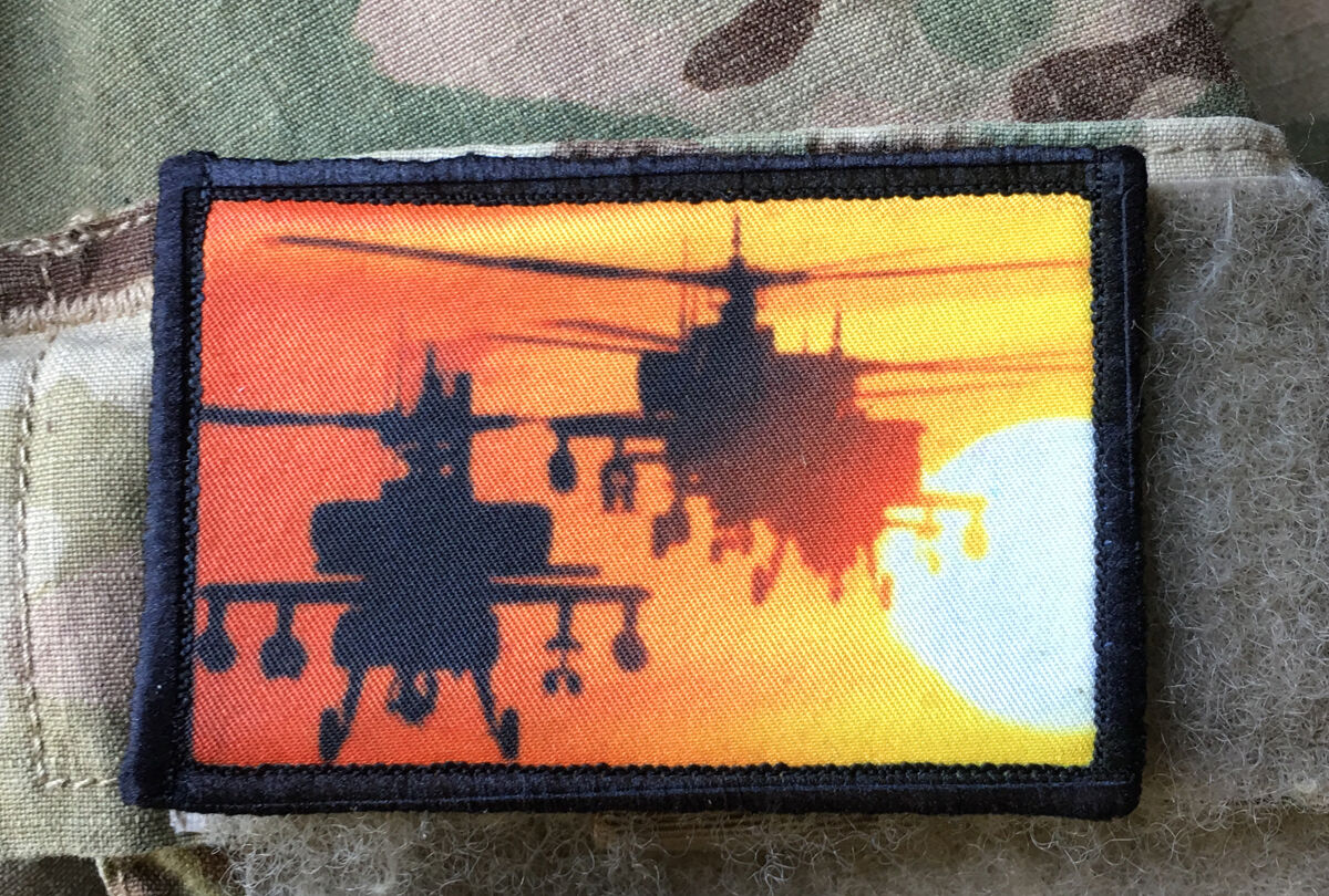 AH-64 Apache Attack Helicopter Morale Patch Tactical Military Army Badge Hook 