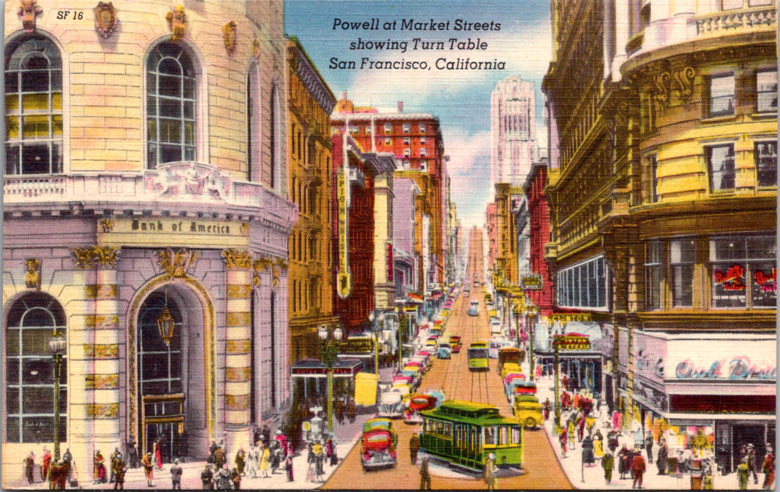 Vintage 1940\'s Market Street Turn Table San Francisco California CA Postcard
