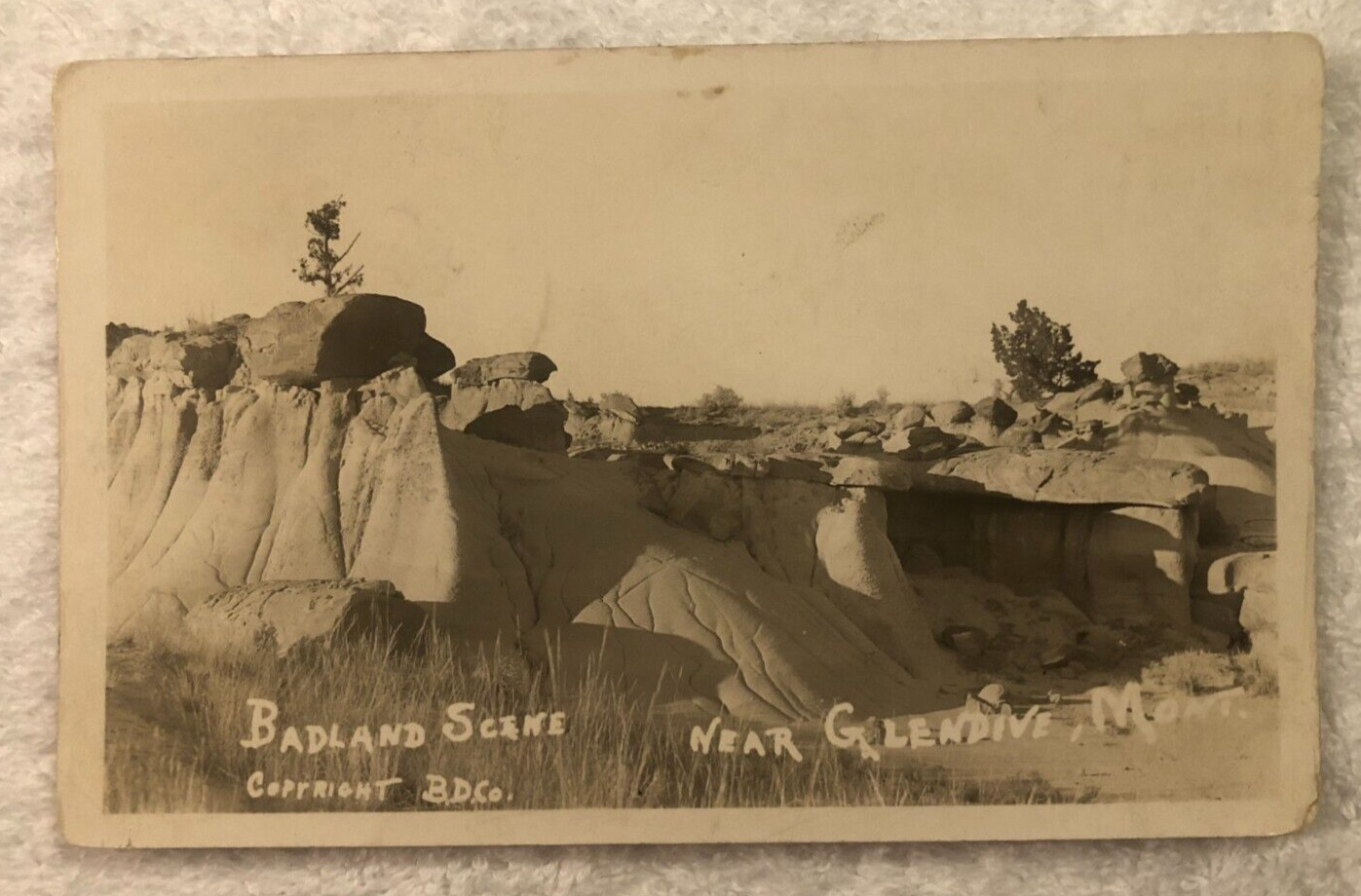 Post Card Bandland Scene, Near Glendive Mont. Posted 1929, RPPC