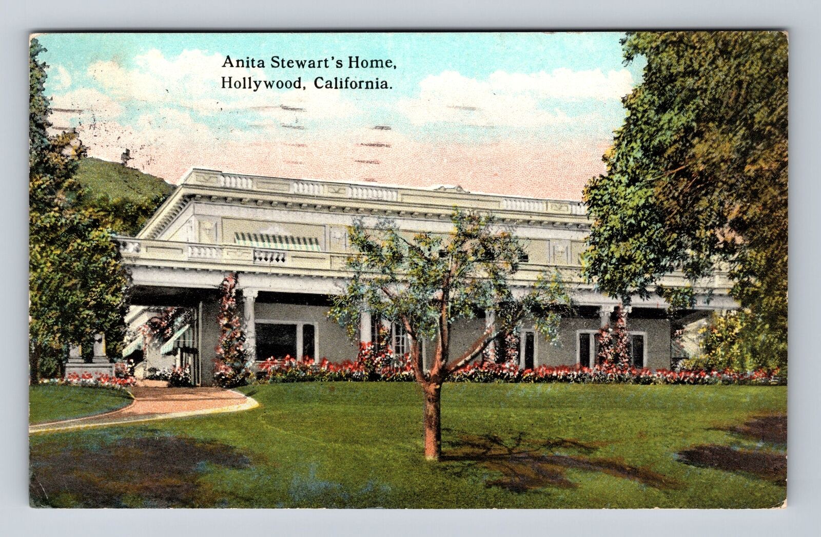 Hollywood CA-California, Anita Stewart's Home, Antique, Vintage c1924 Postcard