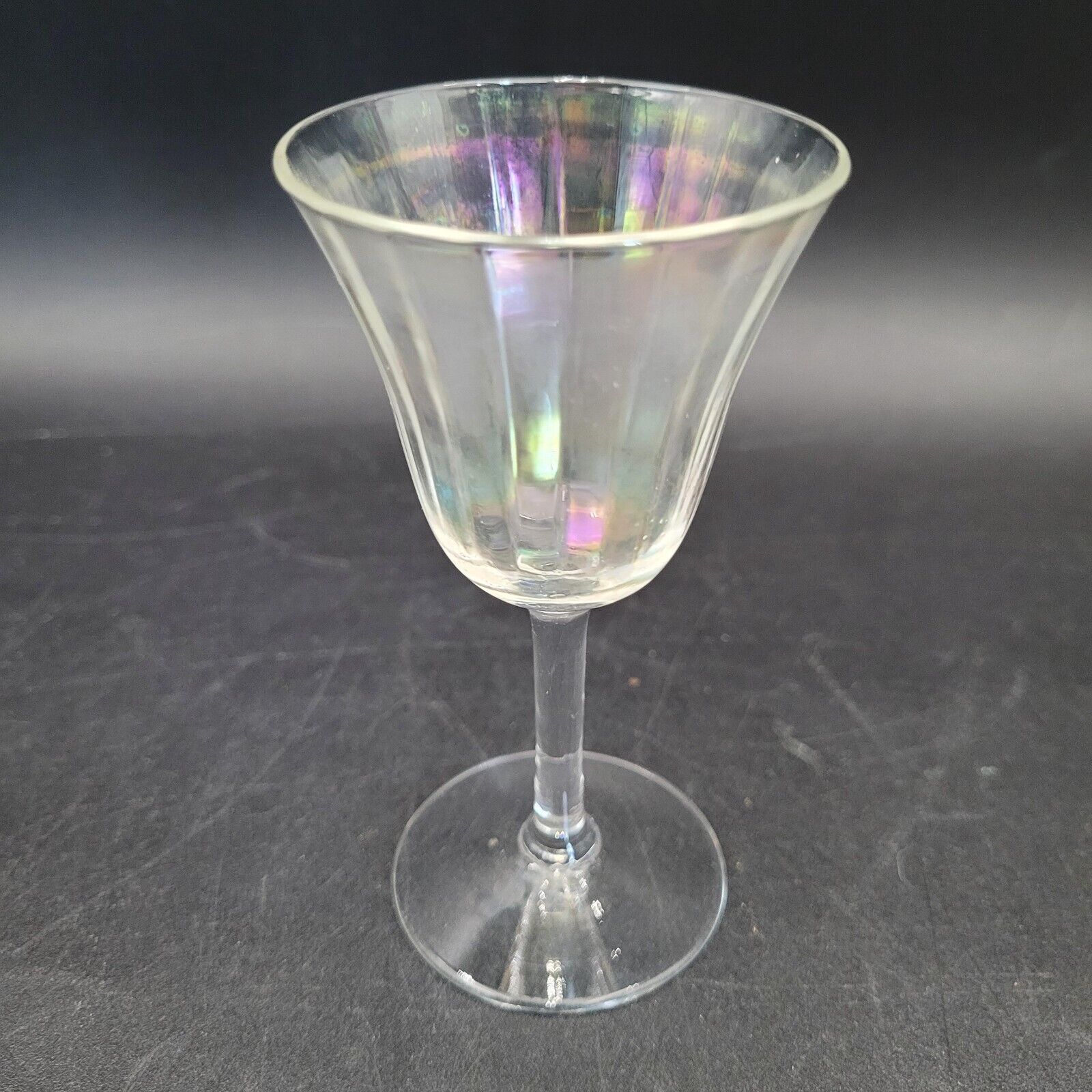 VTG Iridescent 1930's-40's Fostoria Cordial Riesling Mother of Pearl Panel Glass