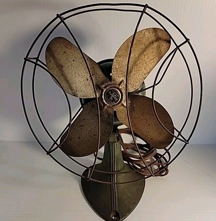  Vintage Sterling Art Deco Metal Electric Table Desk Fan 9 Inches  Working MCM