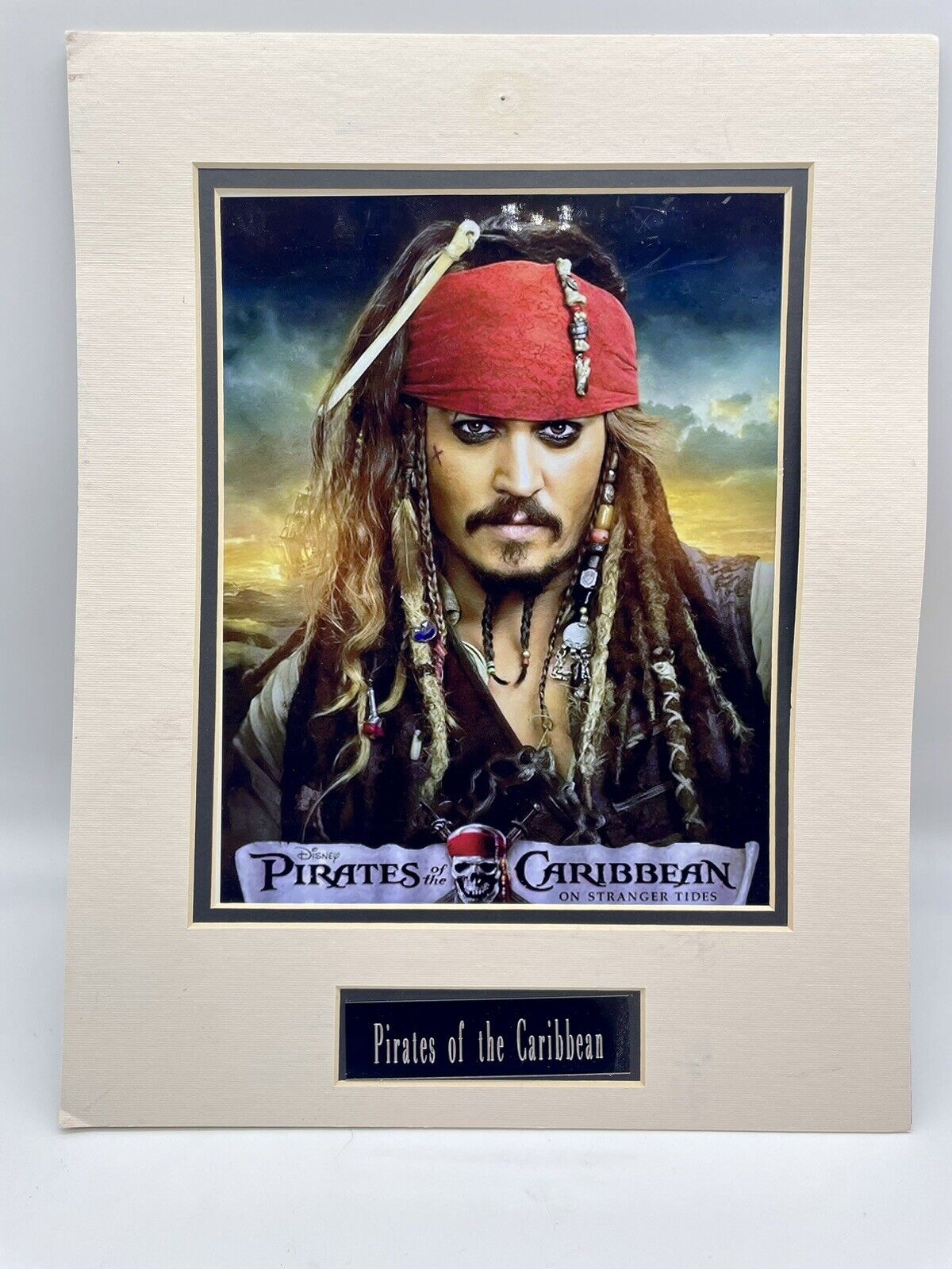 Portrait of Johnny Depp Pirates of The Caribbean 8”x10” Matted In 12”x15” Border