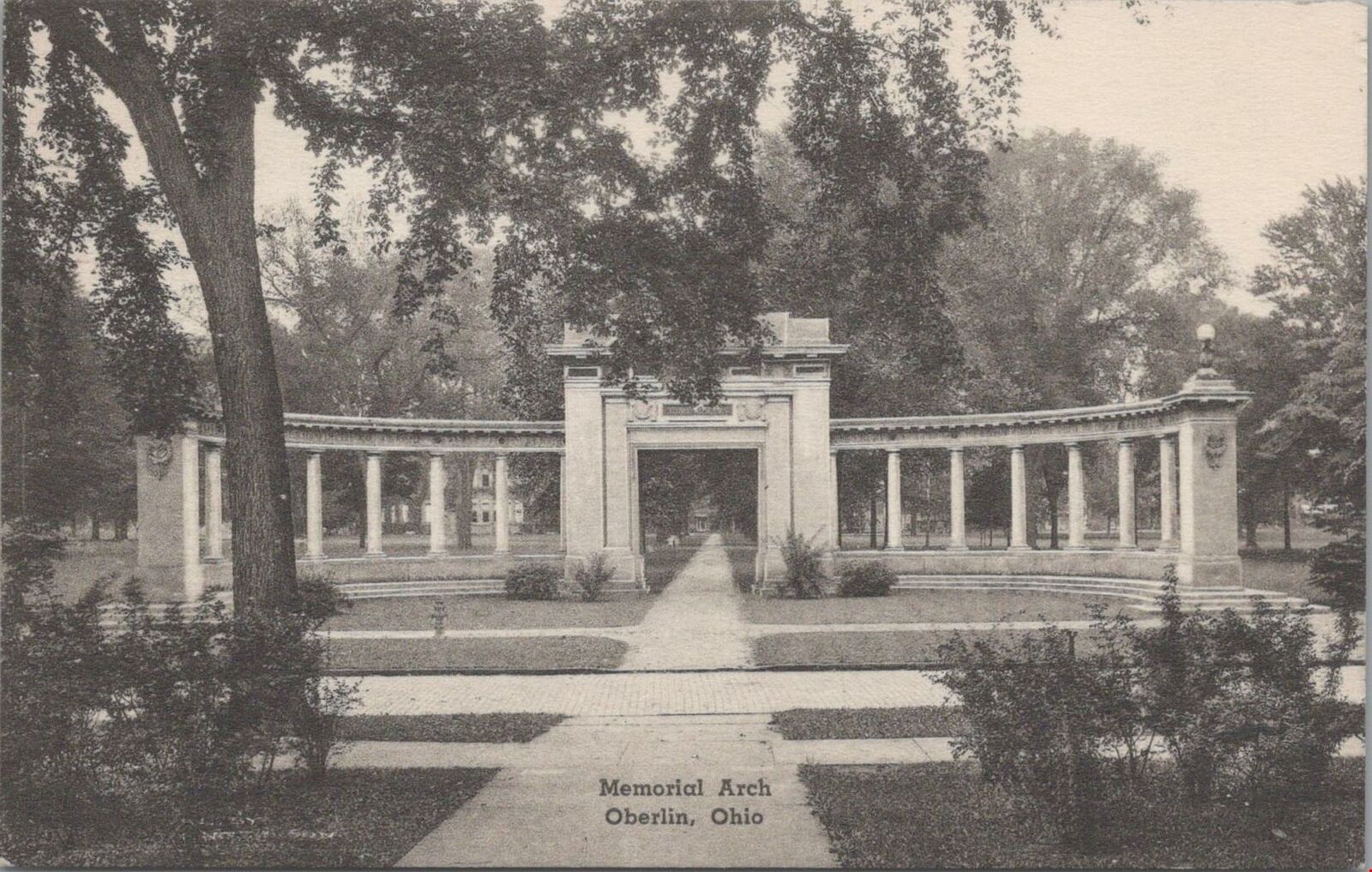 Postcard Memorial Arch Oberlin OH Ohio 