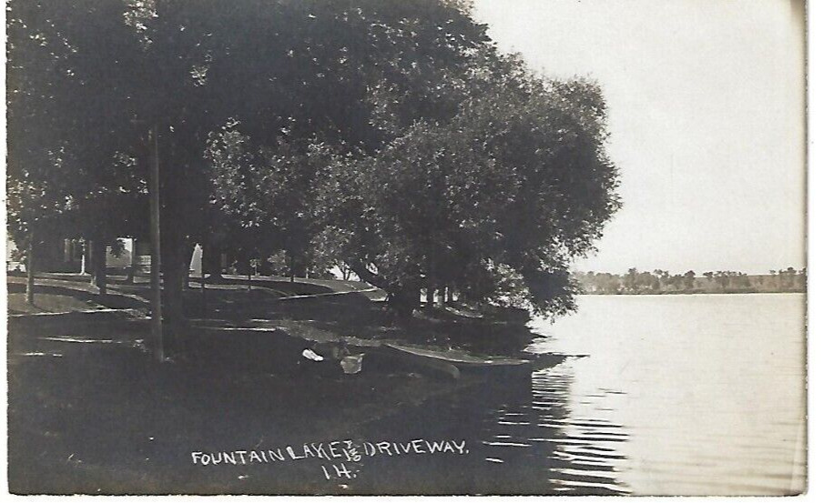 RPPC Albert Lea Minnesota c.1910 Fountain Lake & Driveway #14