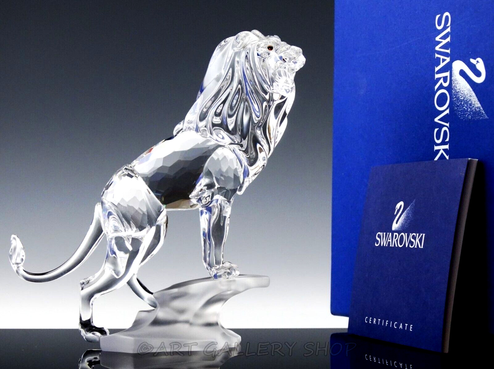 Swarovski Austria Crystal Figurine #269377 LION STANDING ON ROCK Mint Box & COA