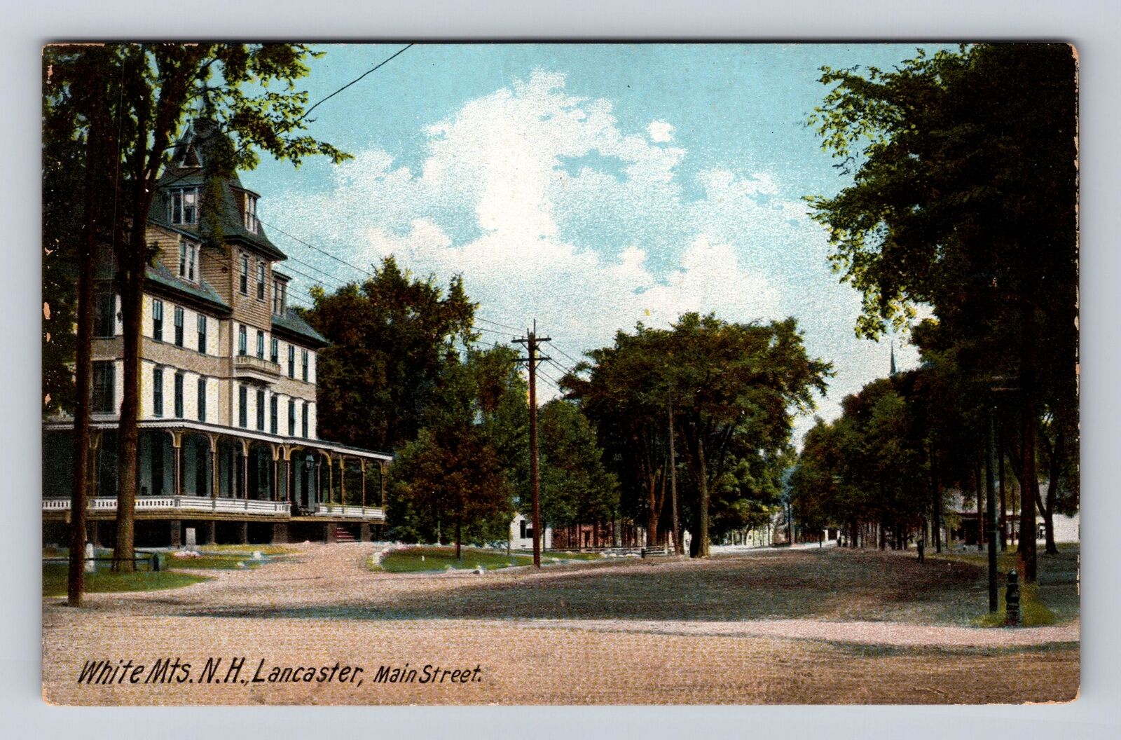 White Mts NH-New Hampshire, Lancaster, Main Street, Antique, Vintage Postcard