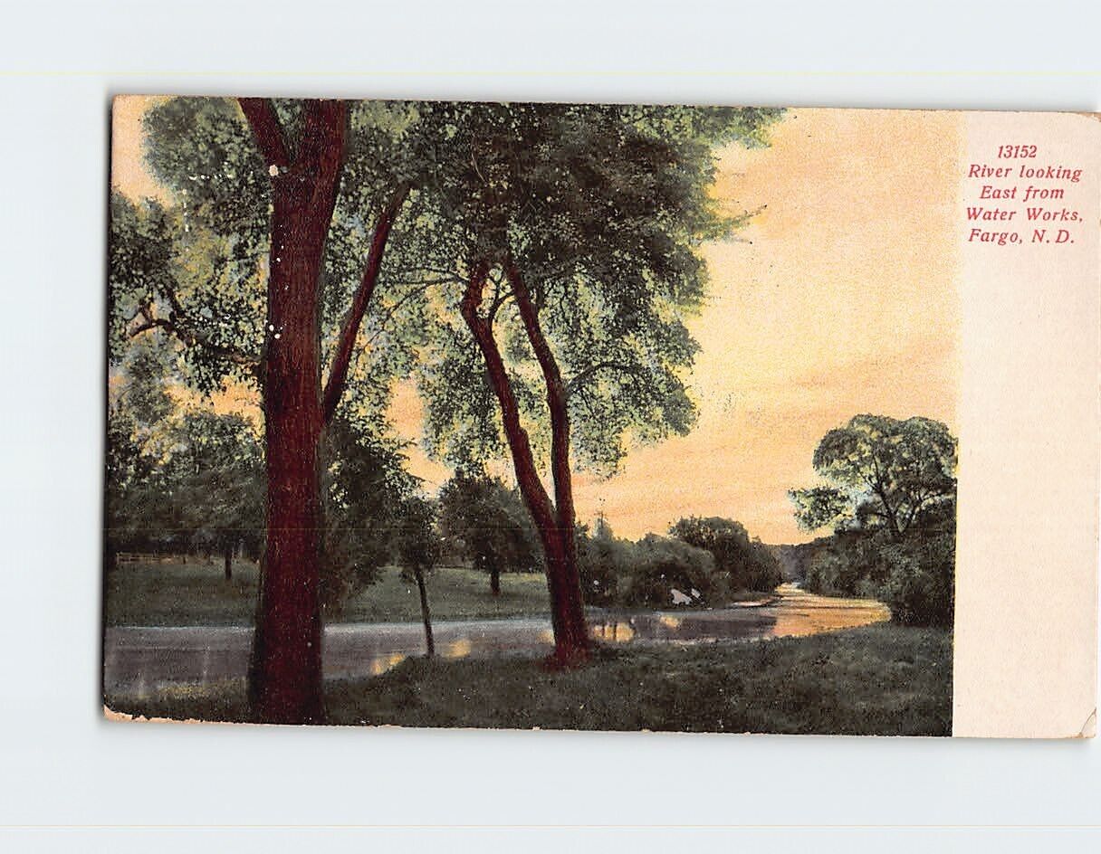 Postcard River Looking East from Water Works Fargo North Dakota USA