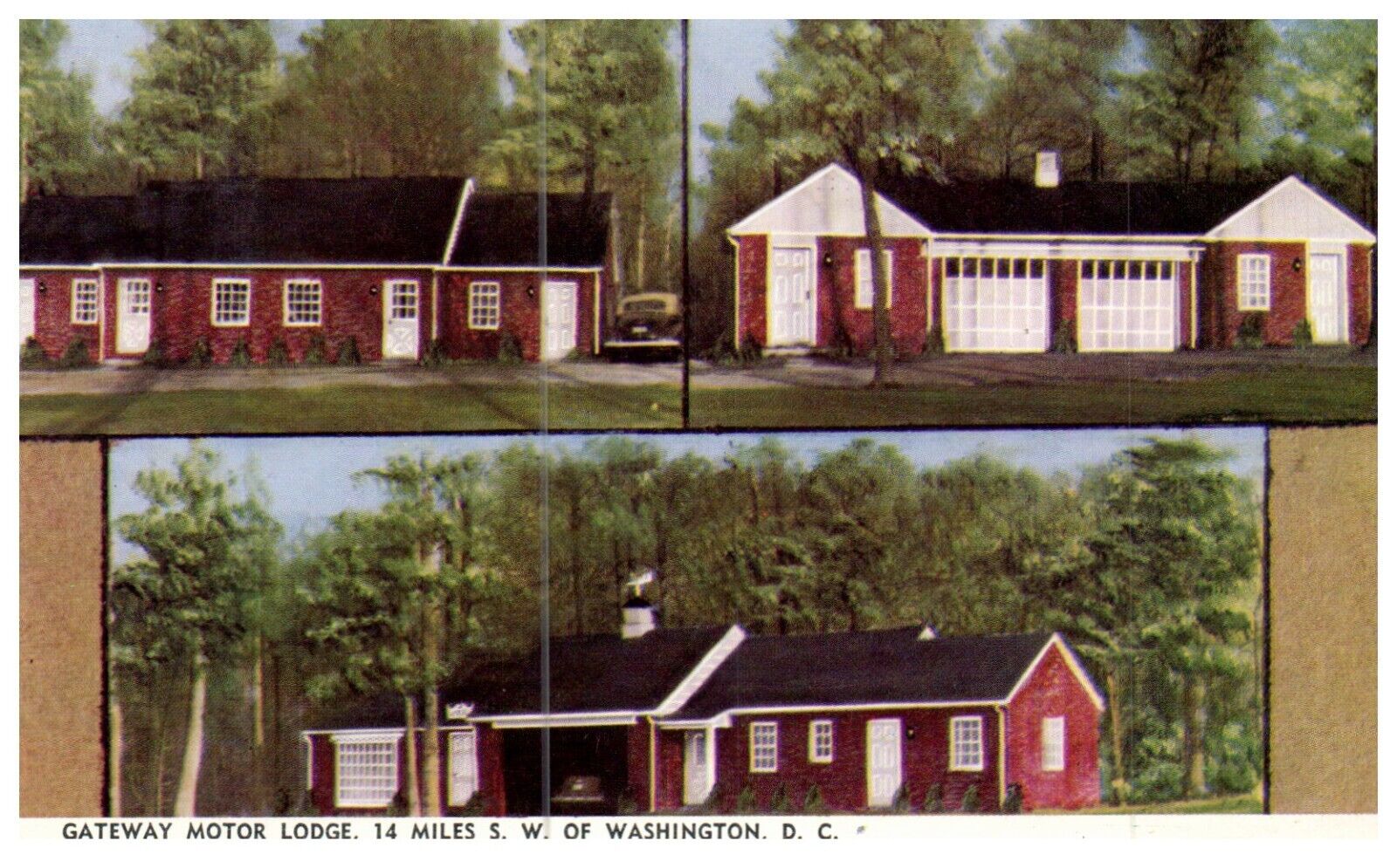 Gateway Motor Lodge Washington, D.C. Fairfax, Virginia Vintage 1949 Postcard