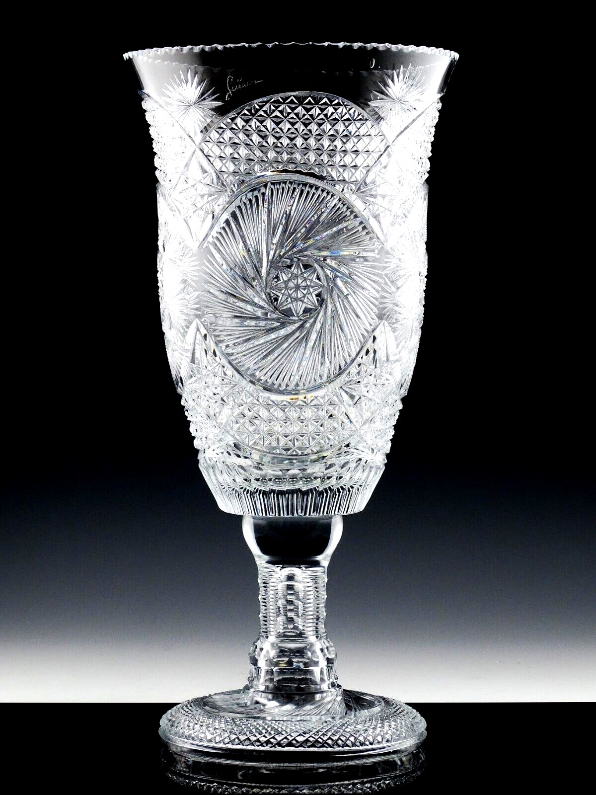 STUNNING Signed Yasemin Turkish Cut Glass Crystal 16-3/4\