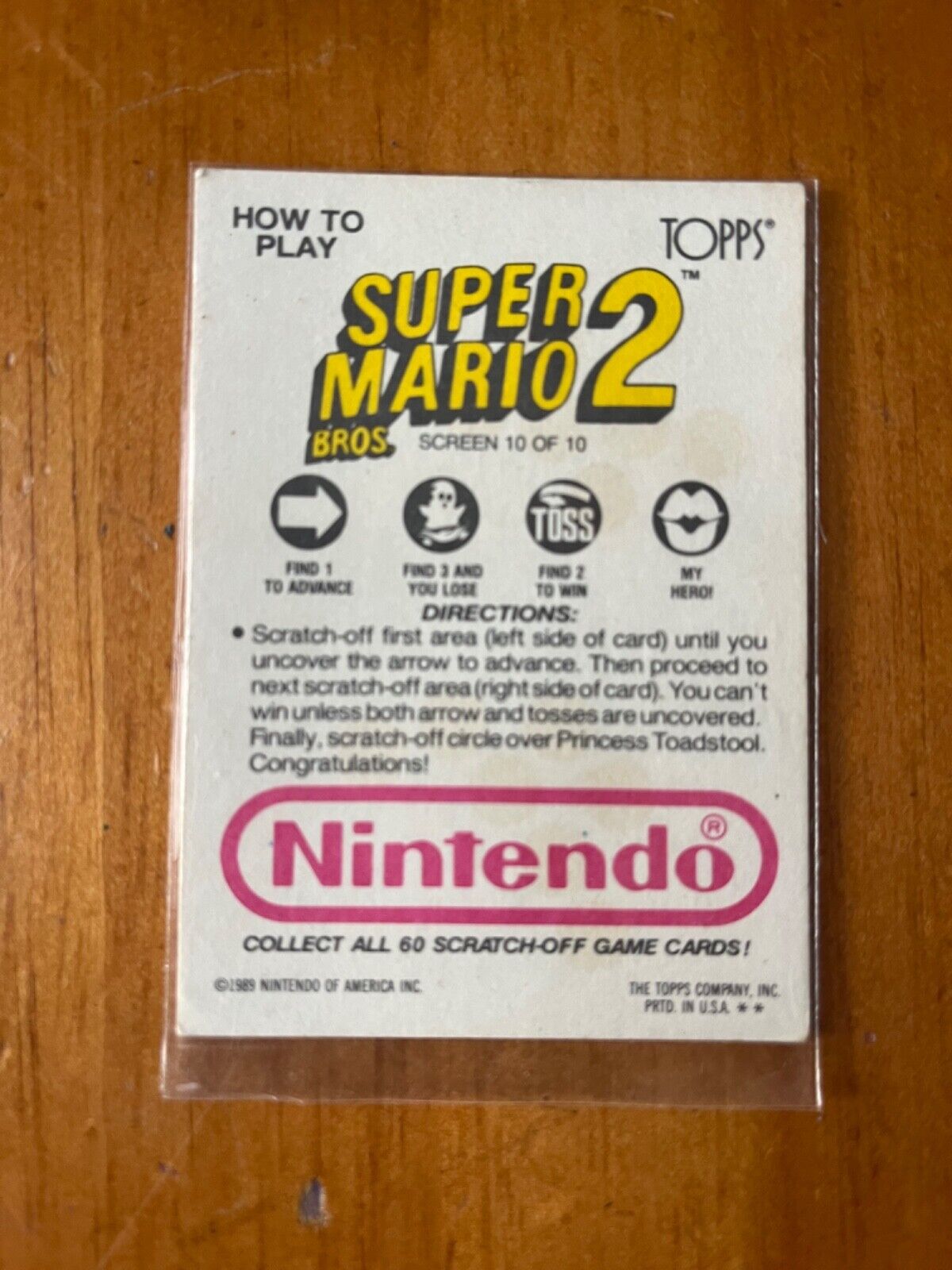 1989 Topps Nintendo Scratch #10 Screen 10 Super Mario Bros. 2 ISA 10 #52758806