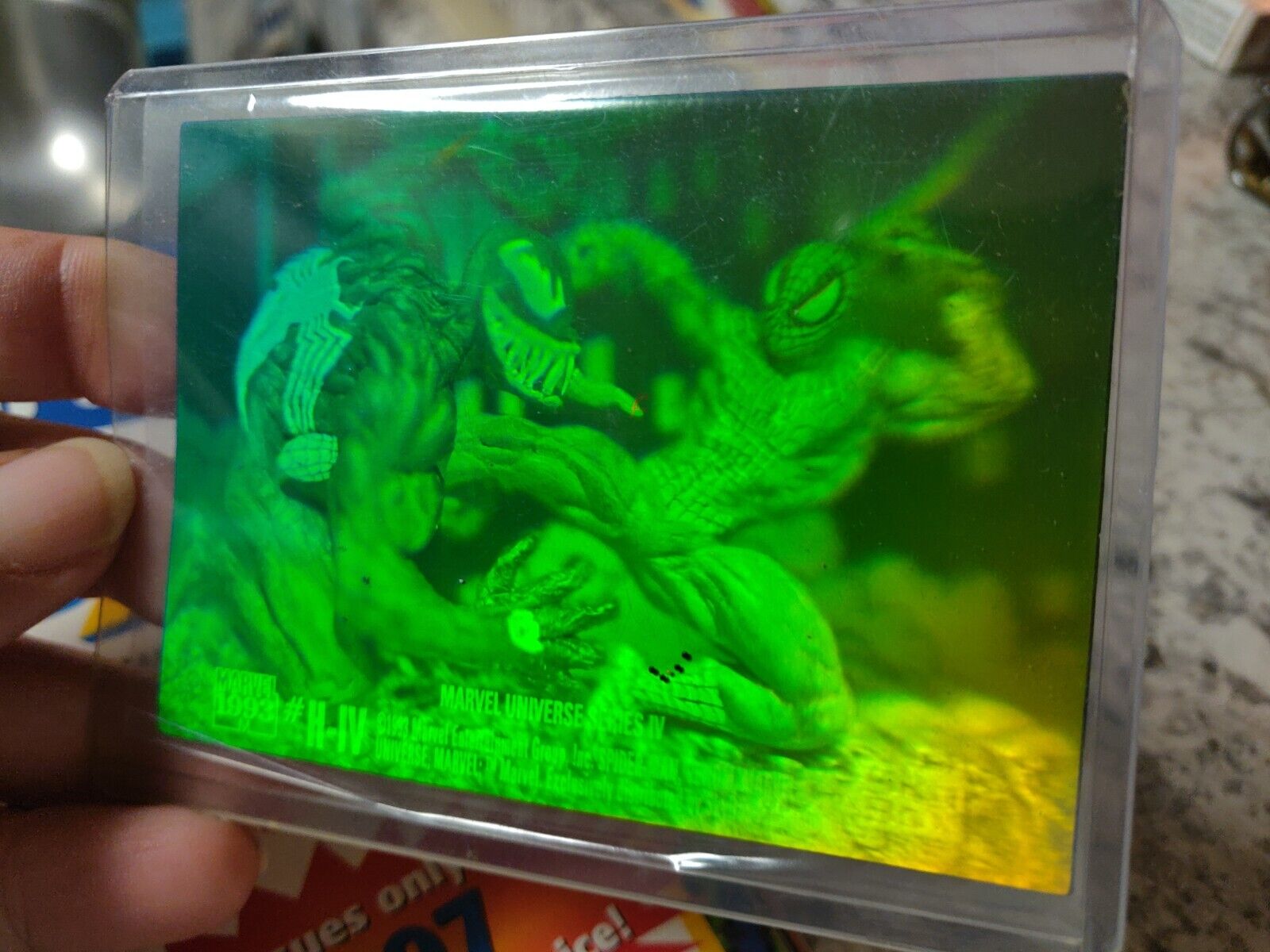 1993 Skybox Marvel Spider-Man Vs Venom Green 3-D Hologram Card 