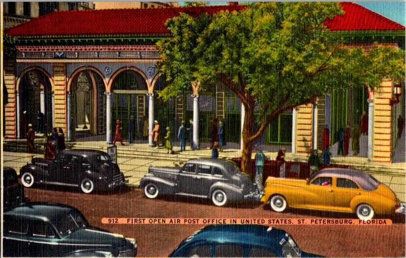 Postcard First Open Air Post Office United States St Petersburg FL Florida A-768