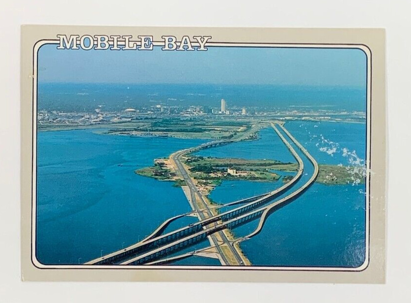 Aerial Panoramic View of Mobile Bay Alabama Postcard Unposted
