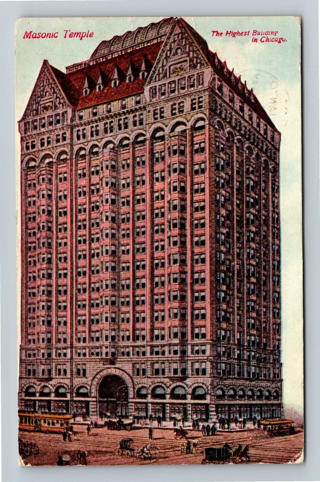 Chicago IL-Illinois, Masonic Temple, Highest Building, c1912 Vintage Postcard