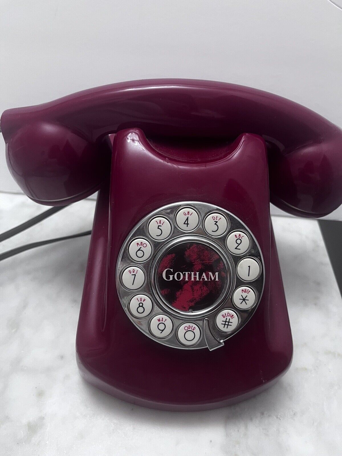 Vintage Gotham Burgundy Batman Landline Telephone Phone WWTTON Model 190 Buttons