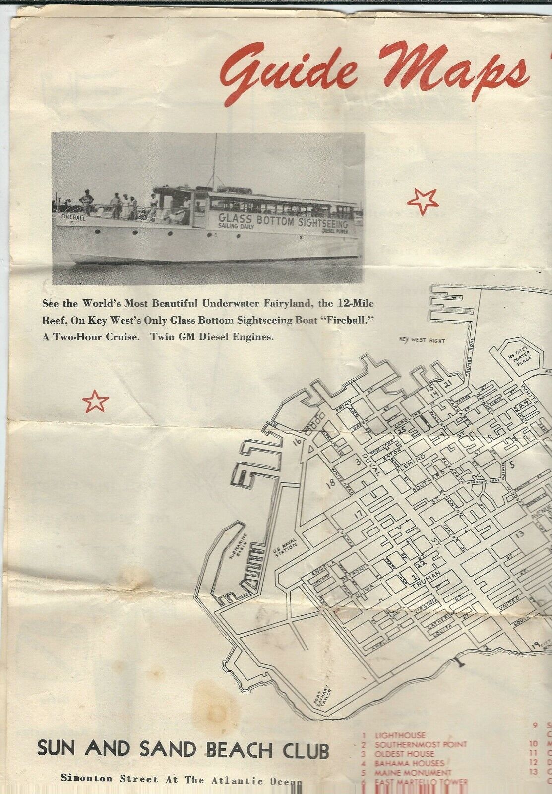 AZ-094 FL, Key West Advertising Guide Map, 1950's, Herman's Original, Sun Sand 