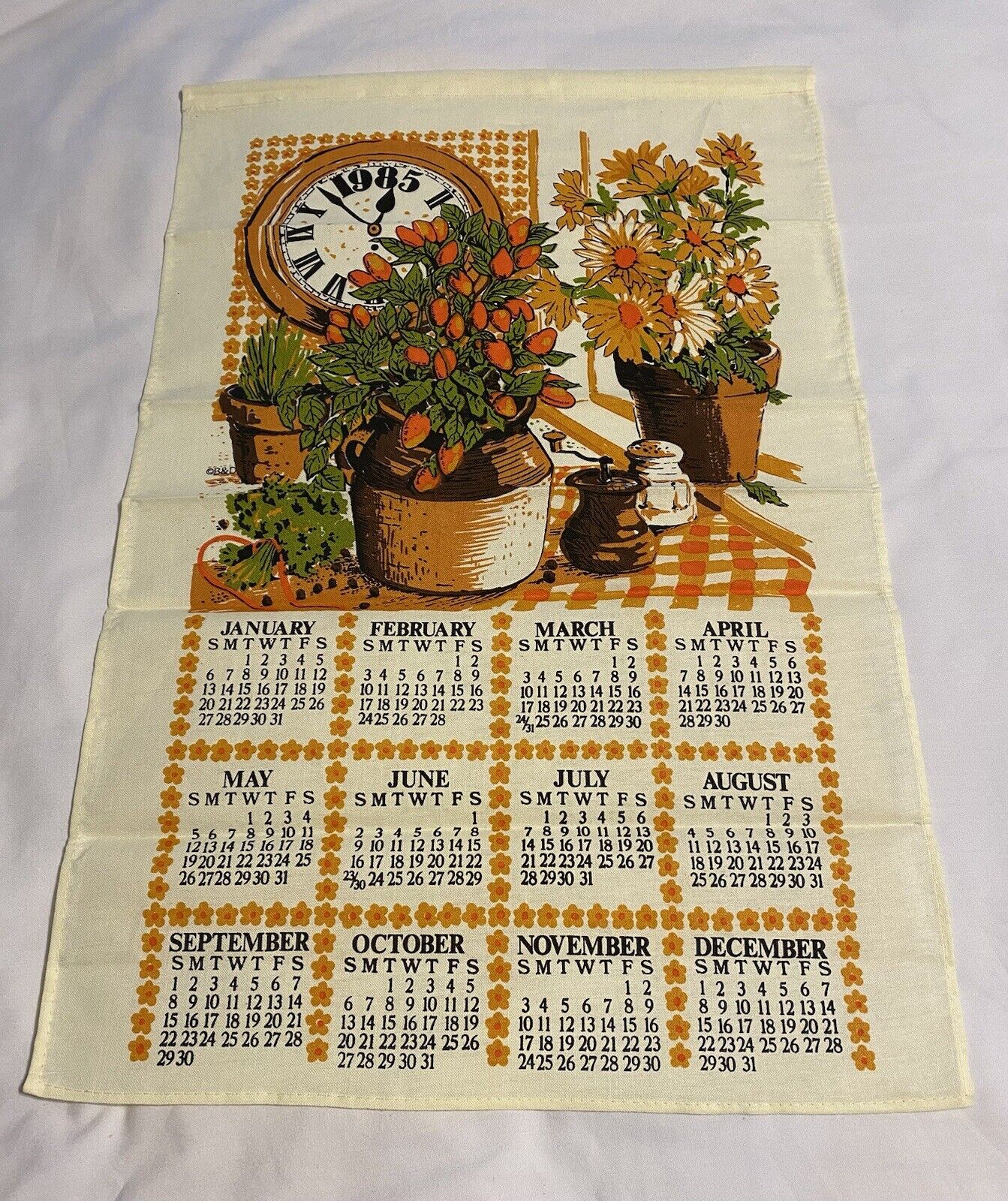 Vintage 1985 Kitchen Calendar 
