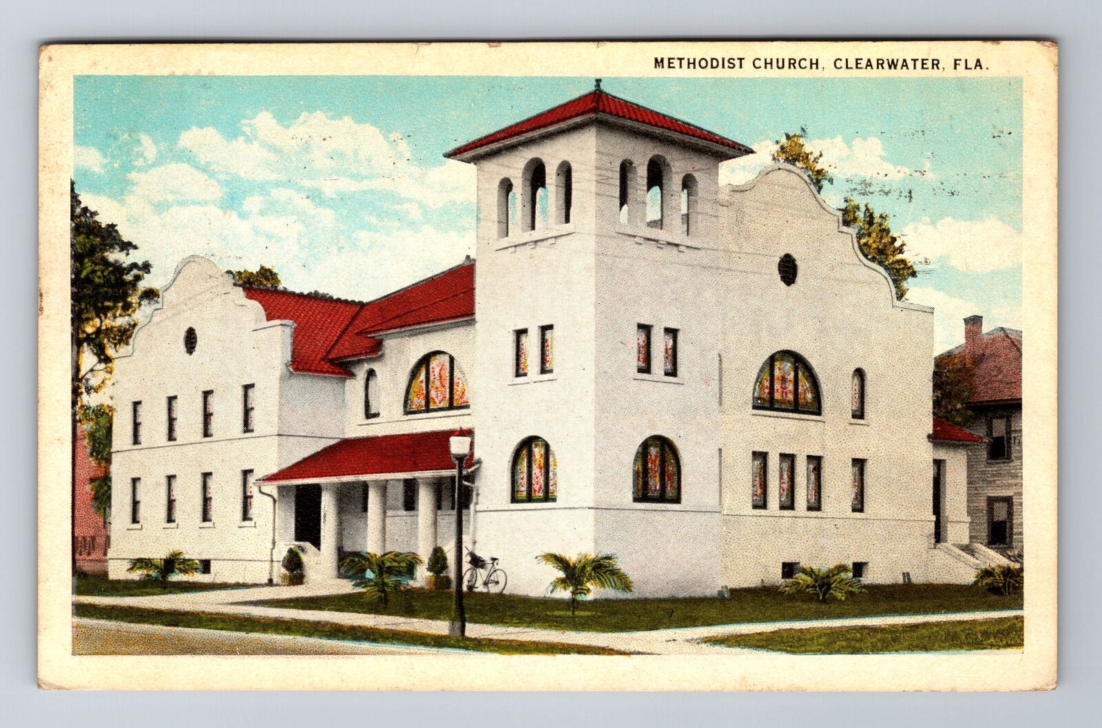 Clearwater FL-Florida, Methodist Church, Religion, Vintage c1929 Postcard