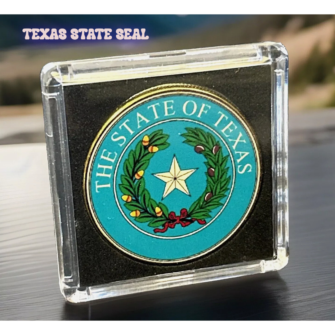 Great State of Texas USA State Seal Colorized Collectible Challenge Coin W CASE