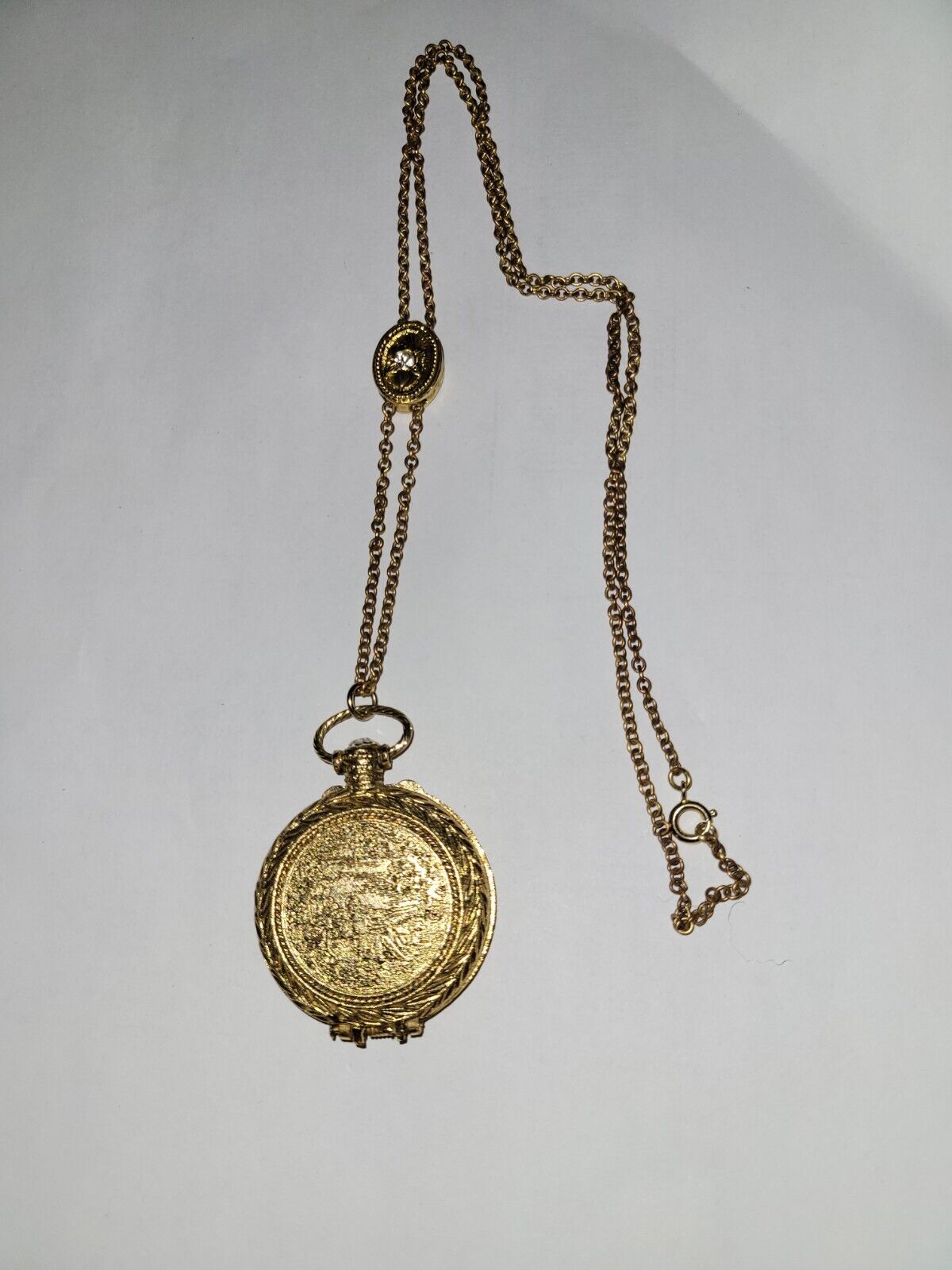 Vtg 1950's Max Factor Goldtone Locket With Chain 'Precious Time' Creme Perfume