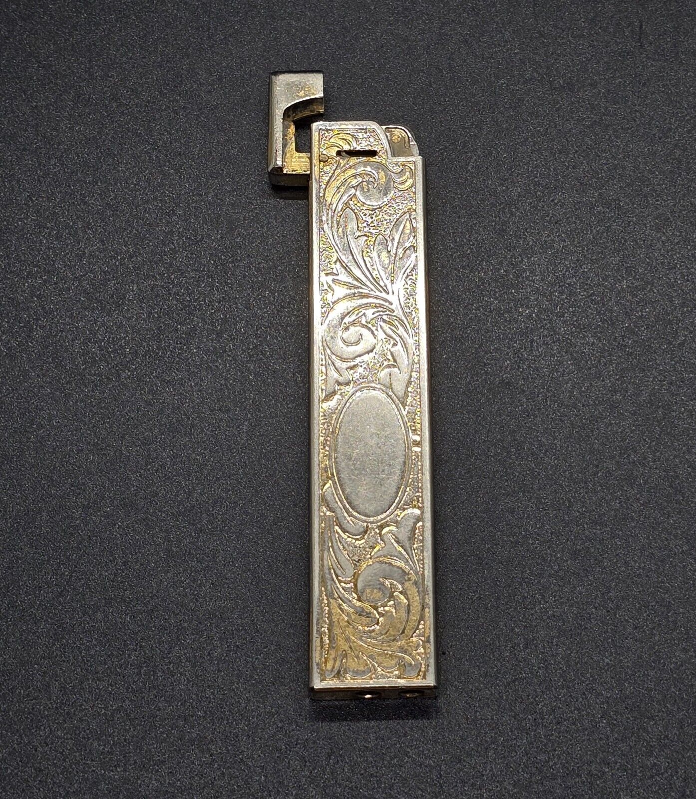 Vintage Fancy Silver & Gold Tone CALIBRI LIGHTER  Made in Japan Rare Ornate 