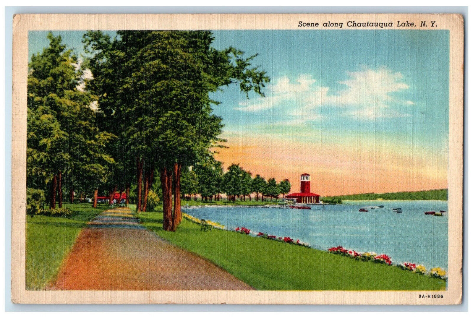 1941 Scene Along Chautauqua Lake New York NY Dewittville NY Vintage Postcard