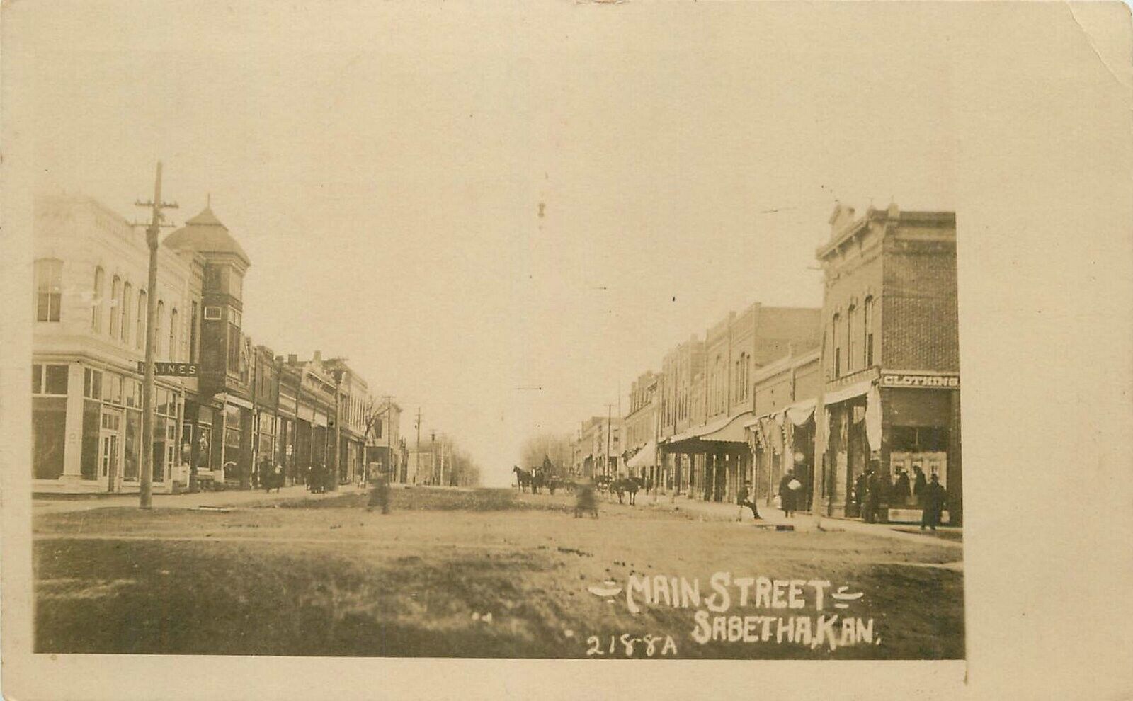 Postcard RPPC 1919 Kansas Sabetha Main Street 2188A 23-8111