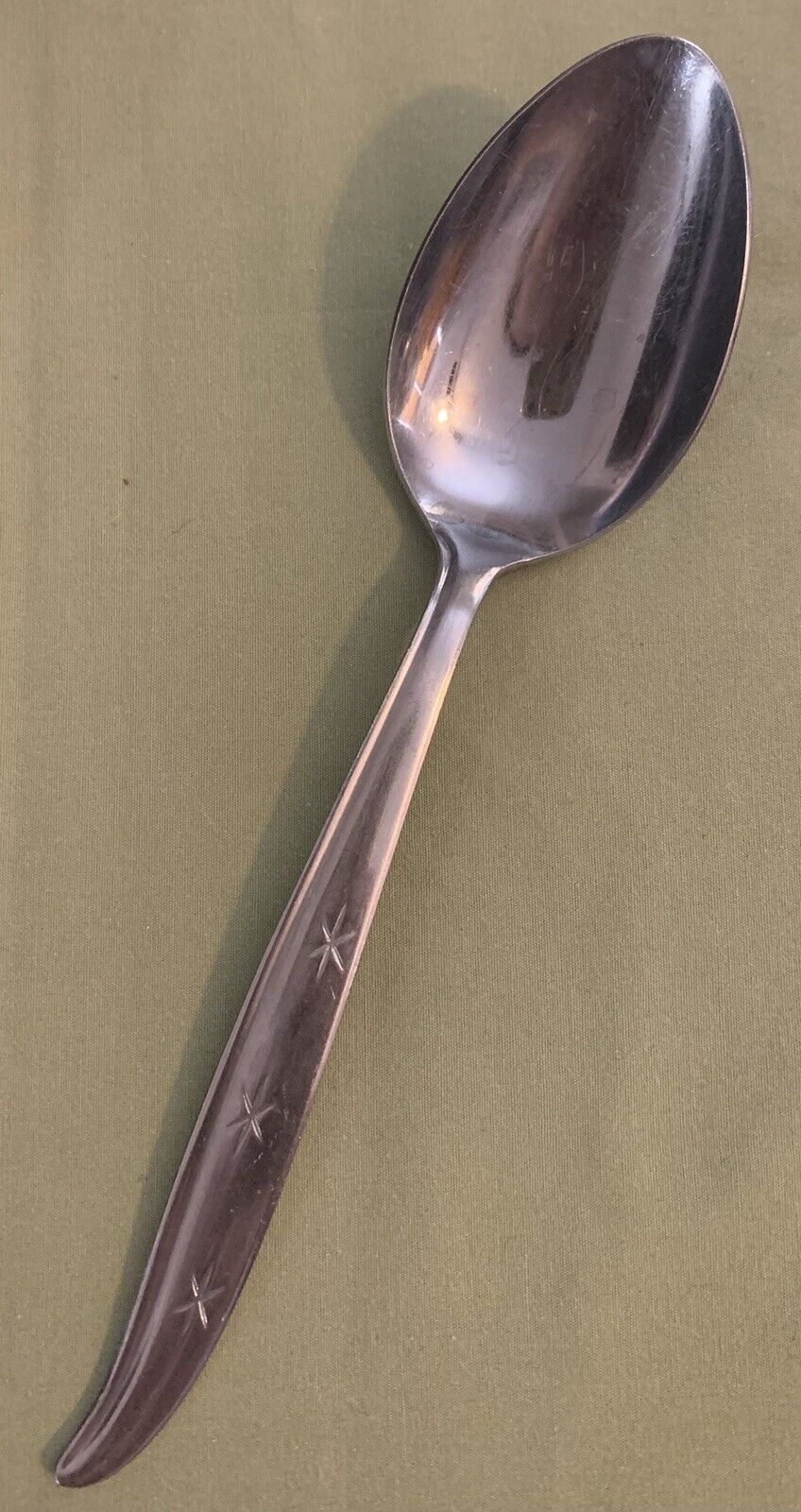 Vintage National Silver N.S. CO. STARETTE Stainless SERVING SPOON 8-1/4” Japan