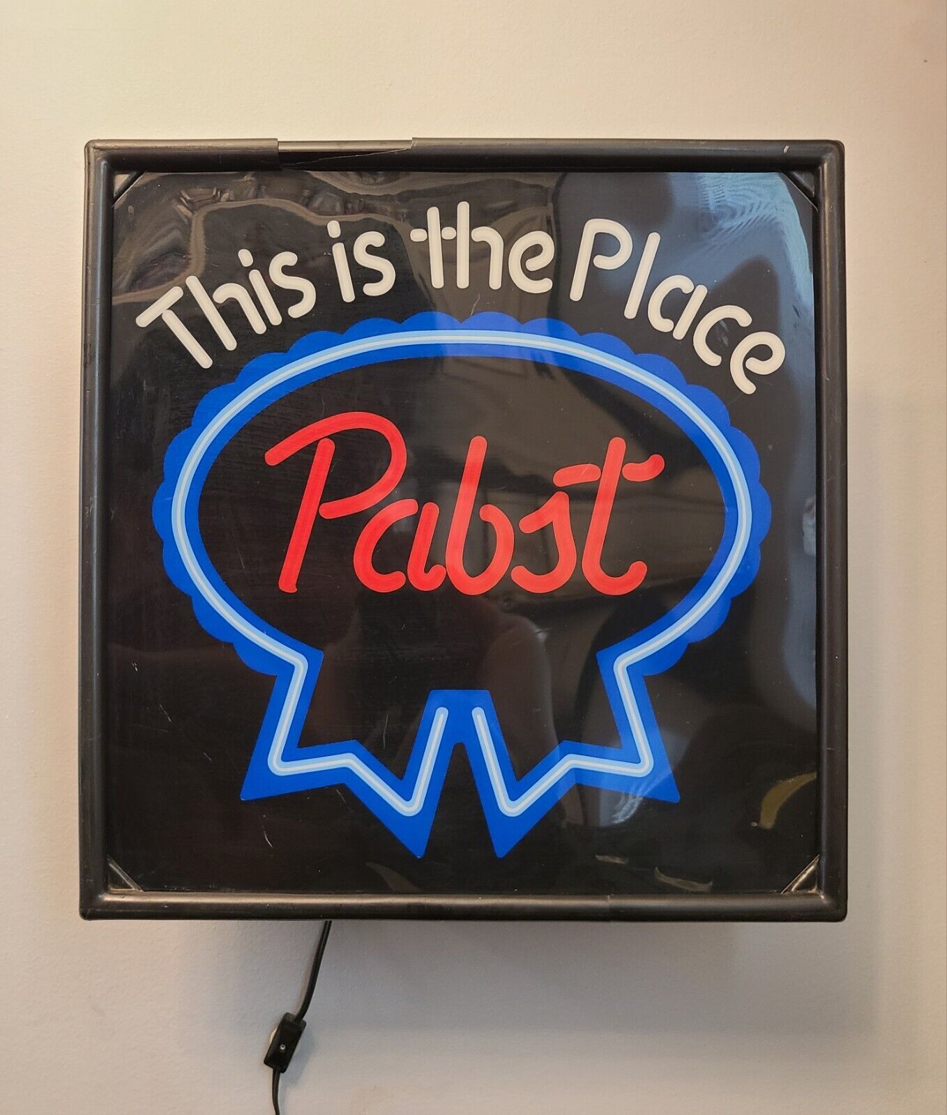 Vintage Pabst Blue Ribbon Beer Opti Neo Neon Lighted Bar Sign Milwaukee 17 X 17 