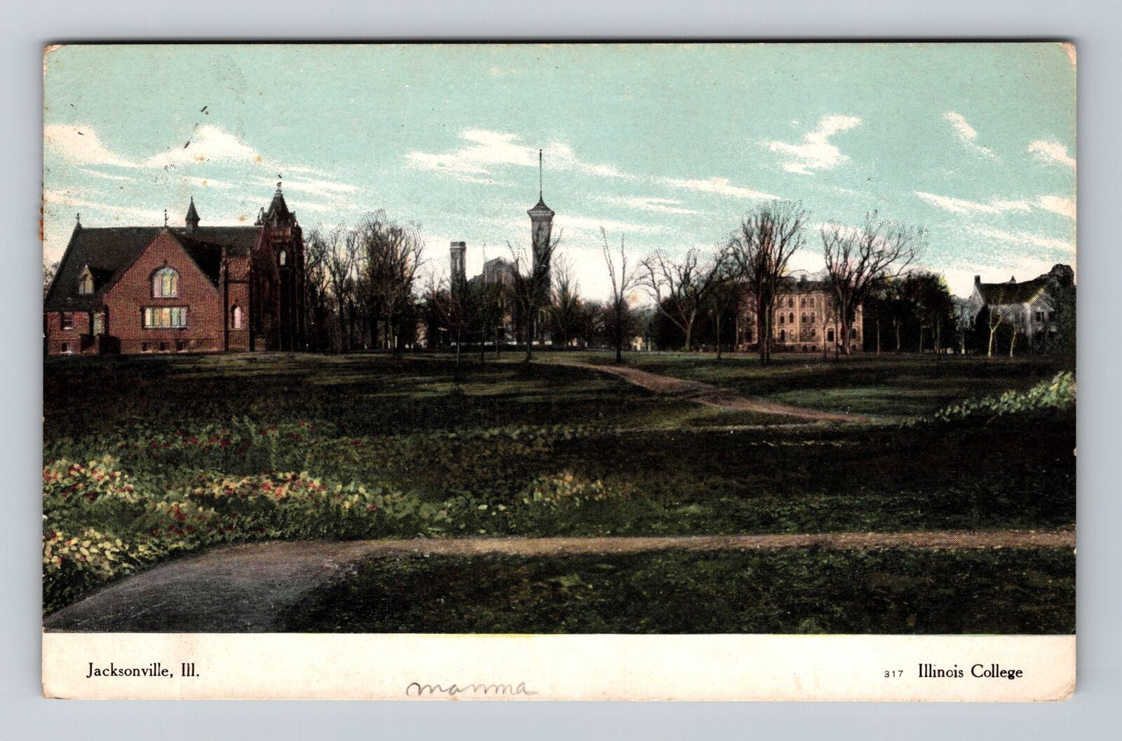 Jacksonville IL-Illinois, Illinois College Campus Antique Vintage Postcard