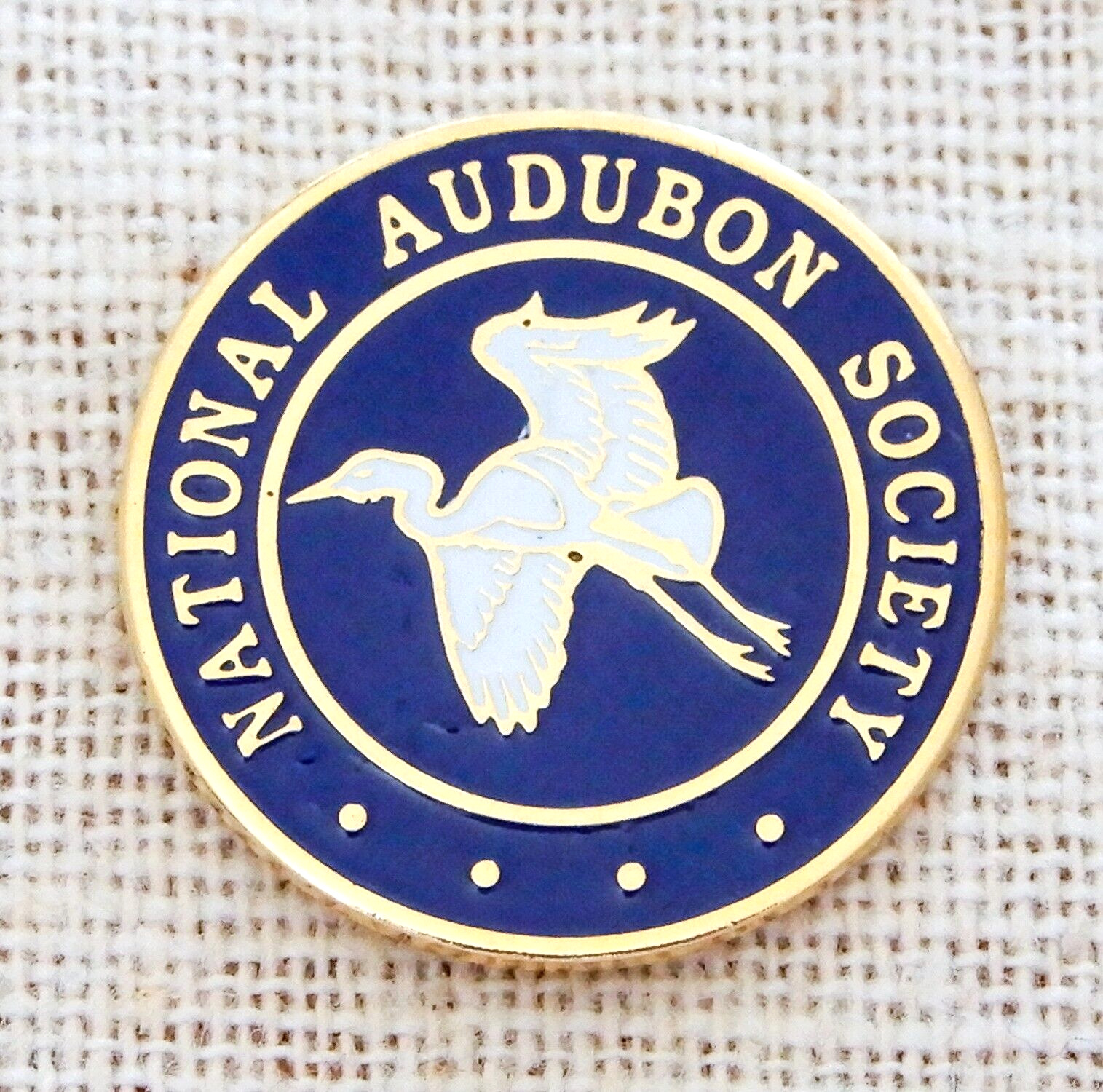 National Audubon Society Lapel Pin Vintage Egret White Bird Enamel Member Nature