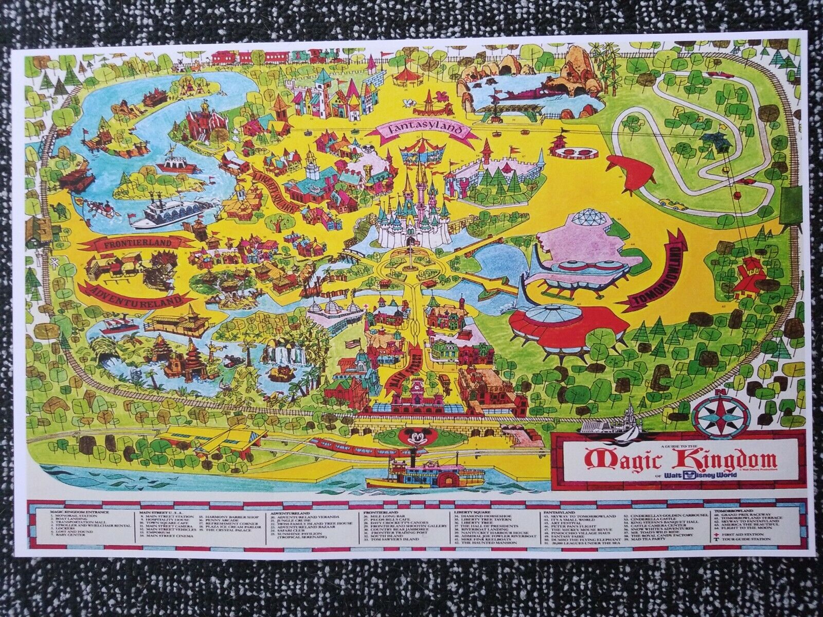 Magic Kingdom Retro 1970s Map Poster Print 11x17 