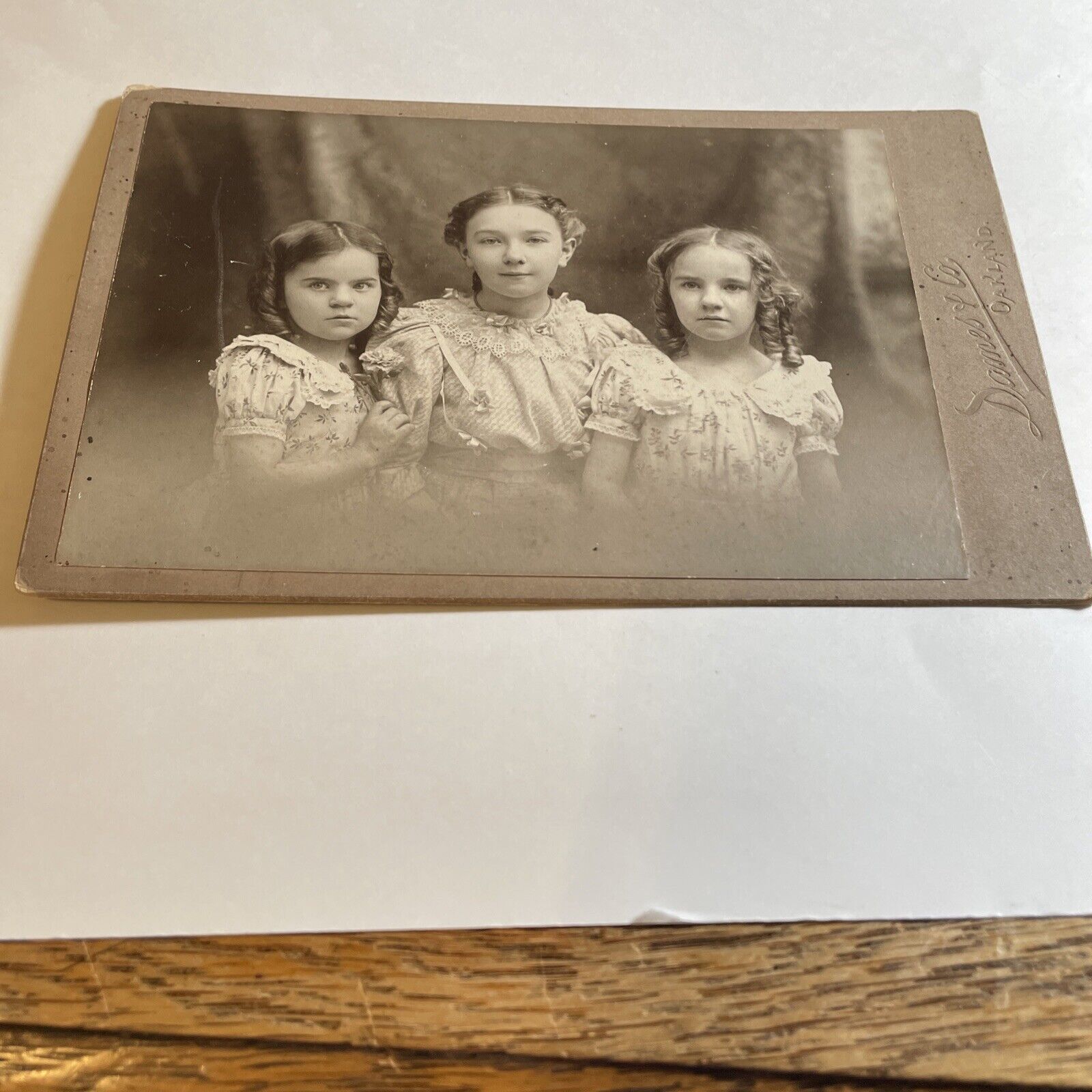 Cabinet Card ID OAKLAND,CA,THREE SISTER, LONG HAIR & RINGLETS BRAIDED,1887