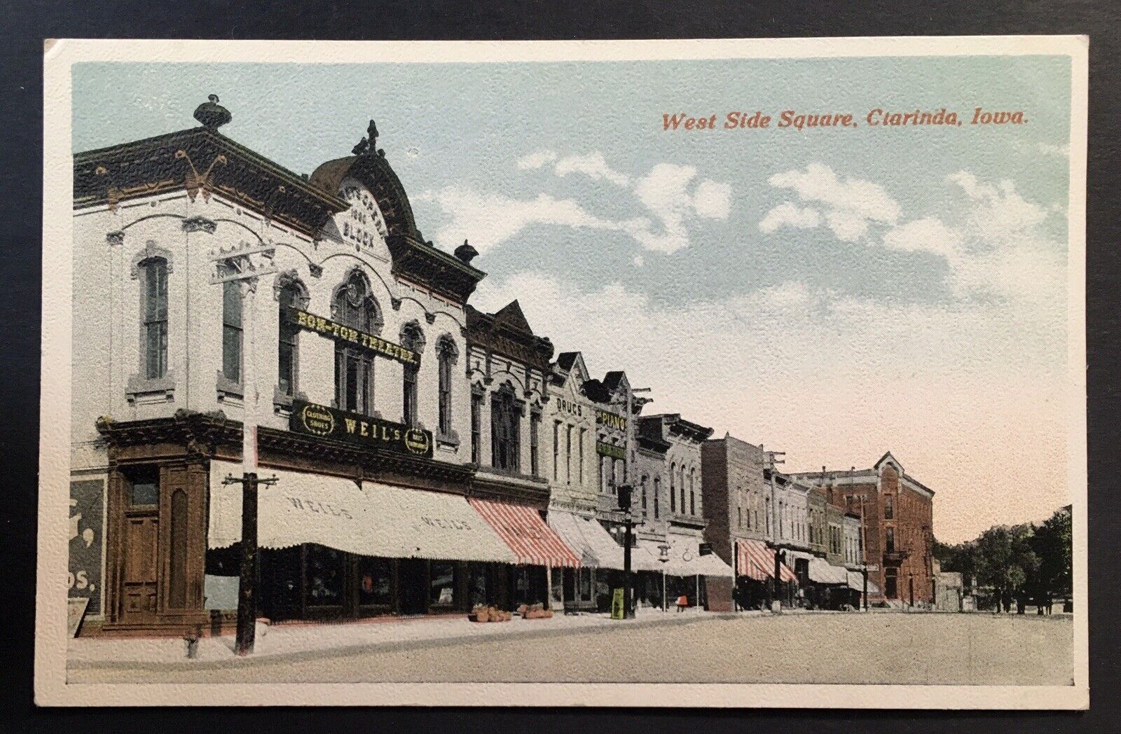 Clarinda IA Iowa  West Side Square, Weil\'s Shop, Theatre, PC Antique Vintage