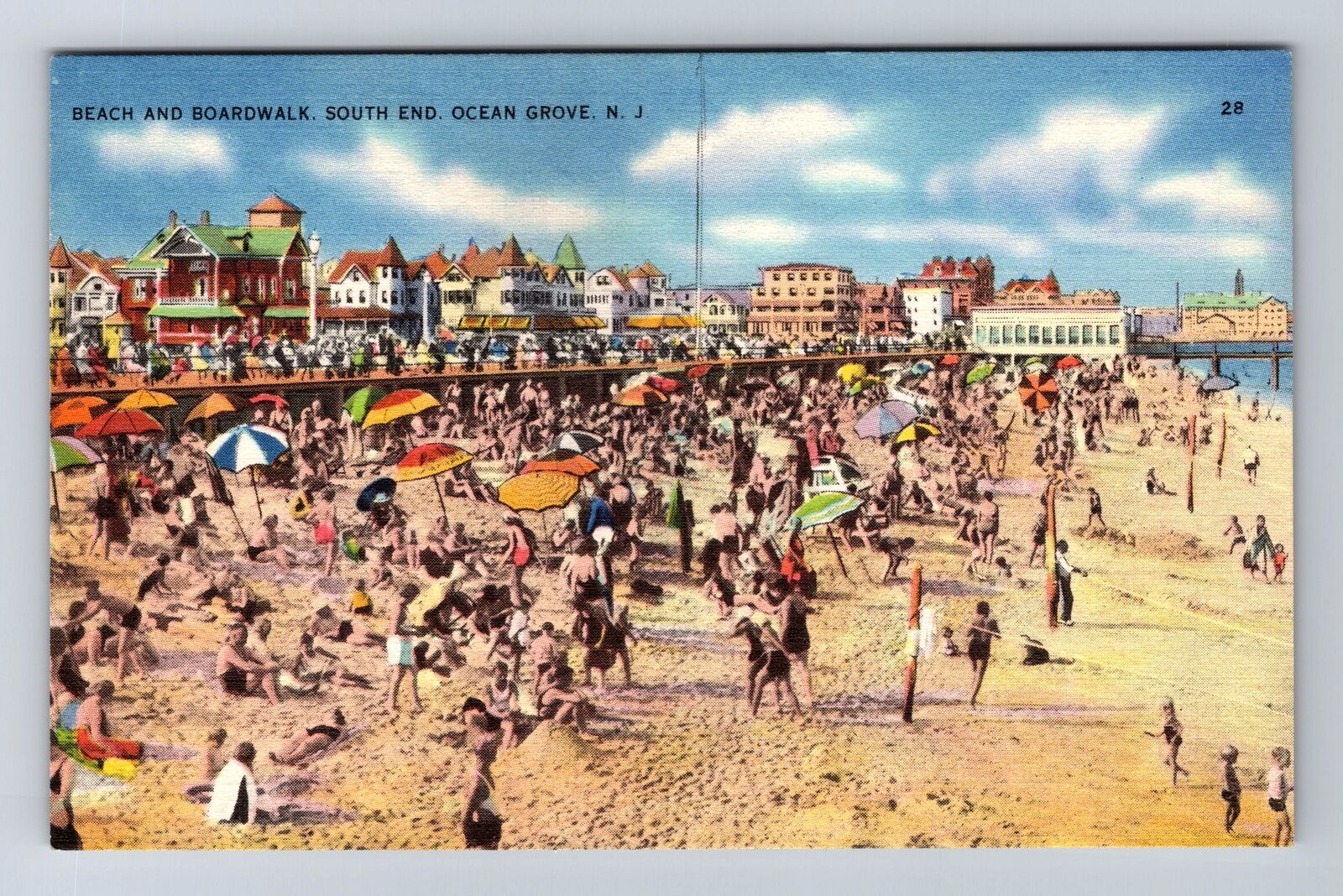 Ocean Grove NJ-New Jersey, Beach & Boardwalk, South End Antique Vintage Postcard