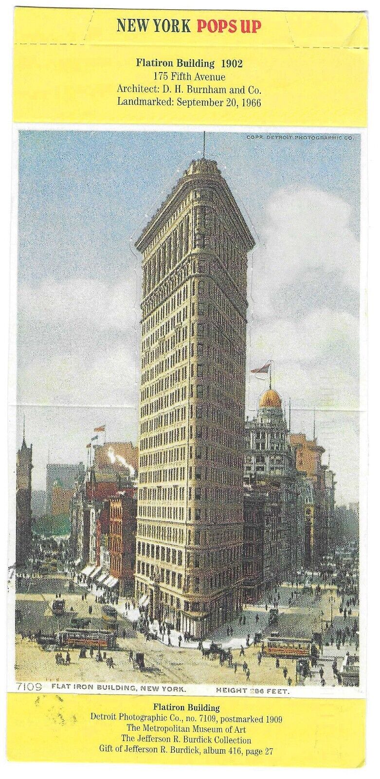 Vintage New York Pops Up Postcard Flatiron Building 2004 Metropolitan Museum