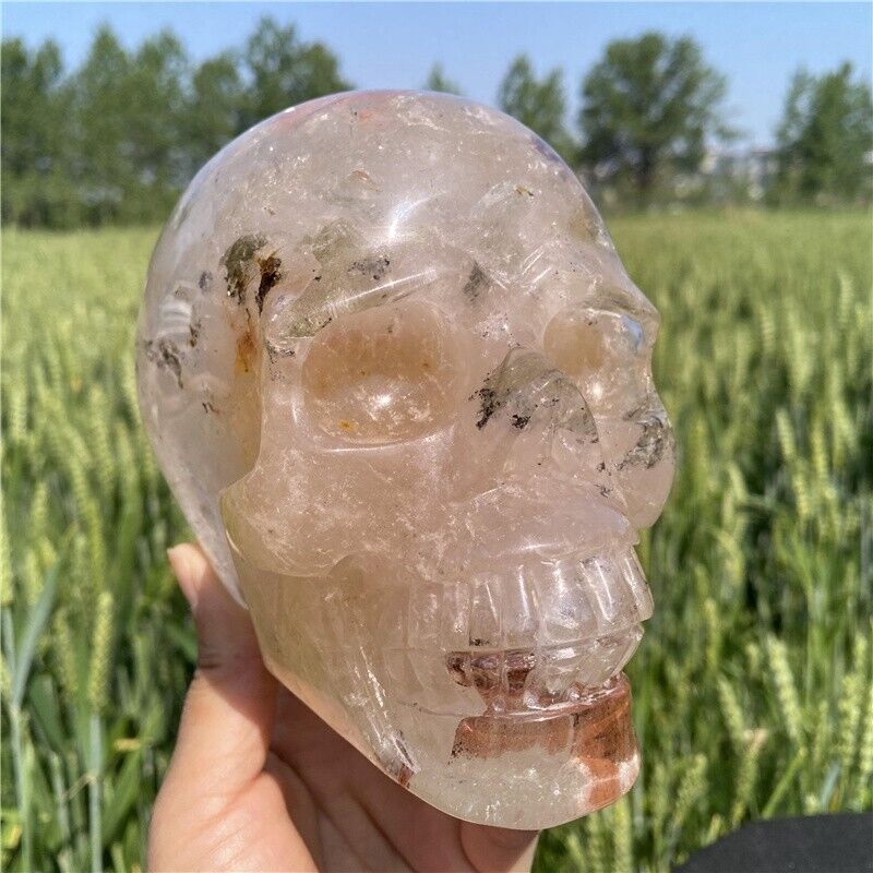 2.4kg Natural clear quartz skull Quartz Crystal carved skull Reiki healing WK12