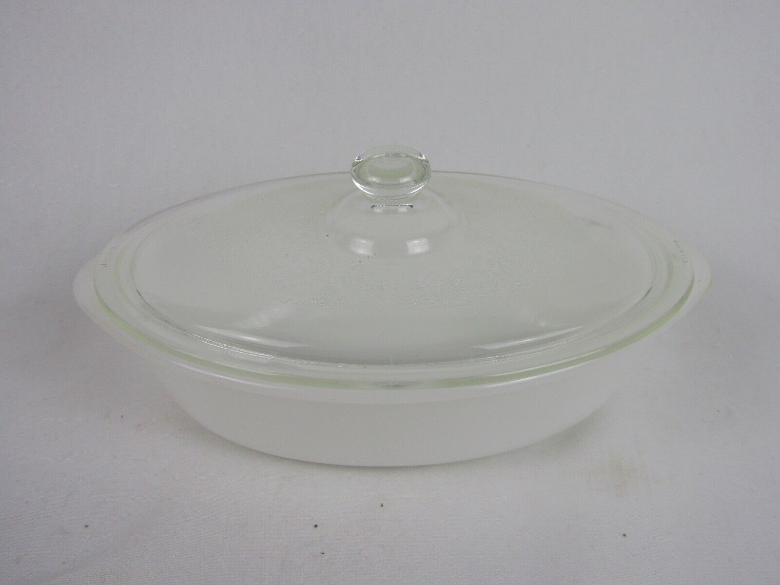 Vintage Glasbake Milk Glass Oval Baking Dish w/Lid-#J235 & J225-1 Qt-USA-GUC