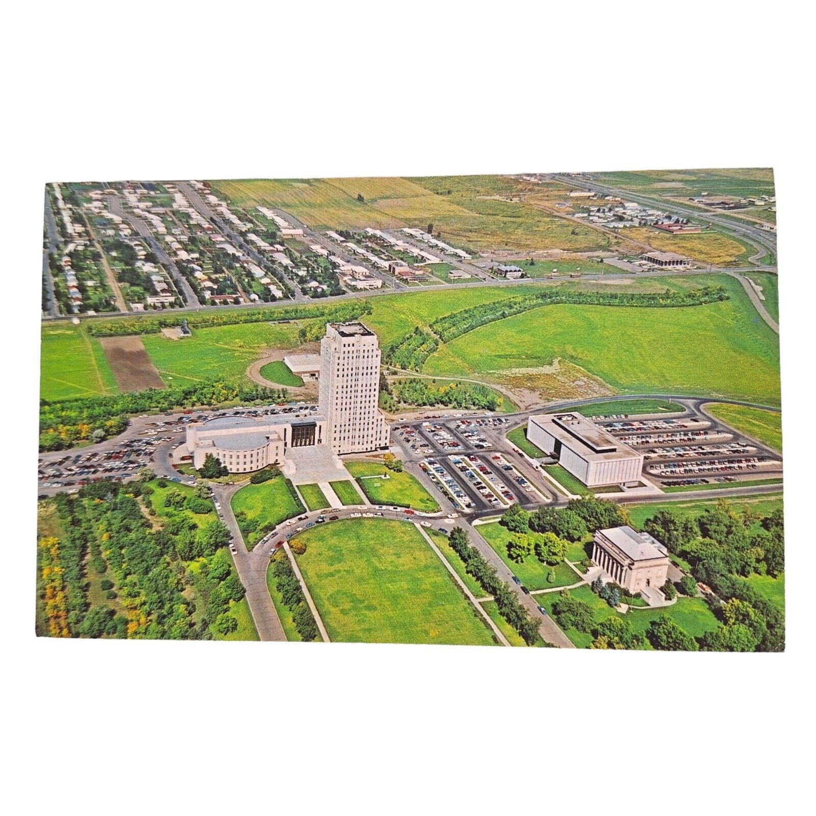 Postcard North Dakota State Capitol Highway Department and Museum Aerial View