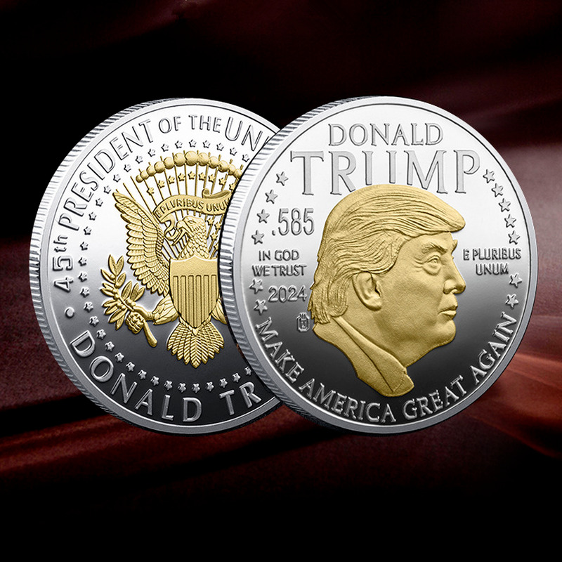 100Pcs Bicolor 45Th President Donald Trump Plated Commemorative Coins MAGA King