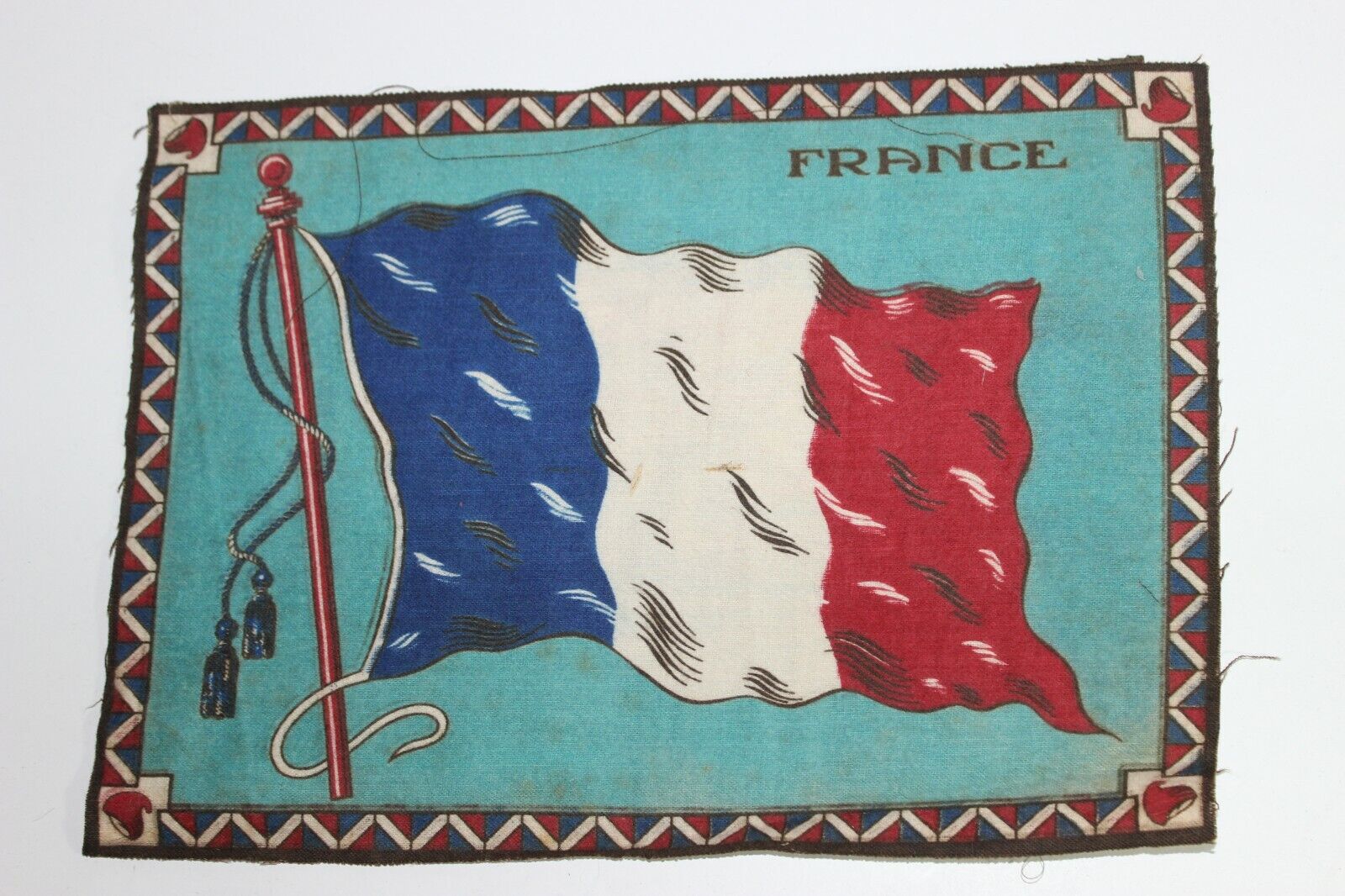 c1910s France Flag Tobacco Felt Antique Cigarette Cigar Premium 11.5\