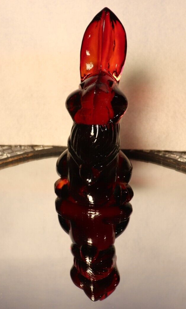 RARE JIM BURKAM RUBY RED GLASS BUNNY #6808 1978 1 of LESS THAN 50 POURED