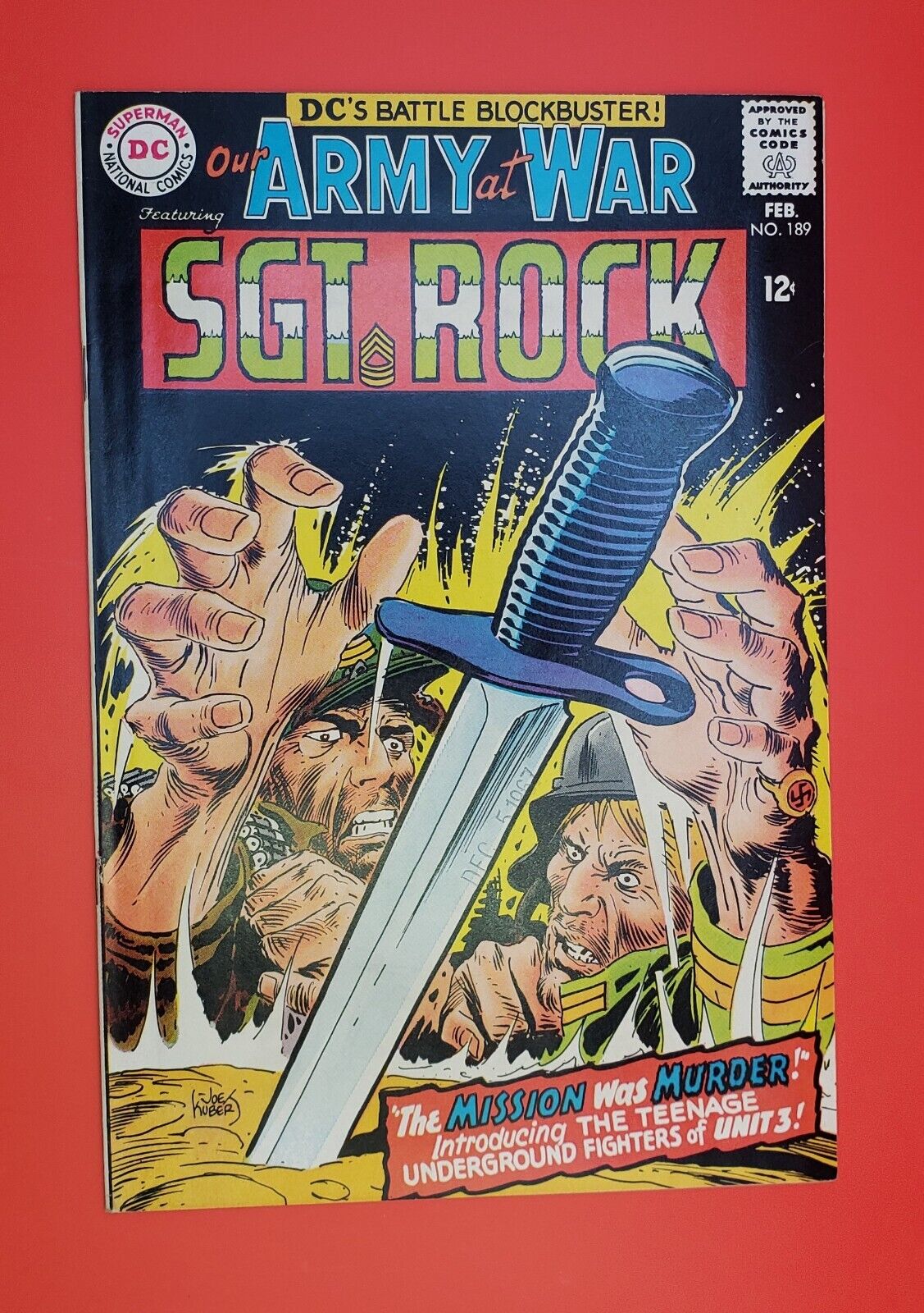 Our Army at War #189 Sgt Rock Military DC Comics 1968 Joe Kubert VF/VF-