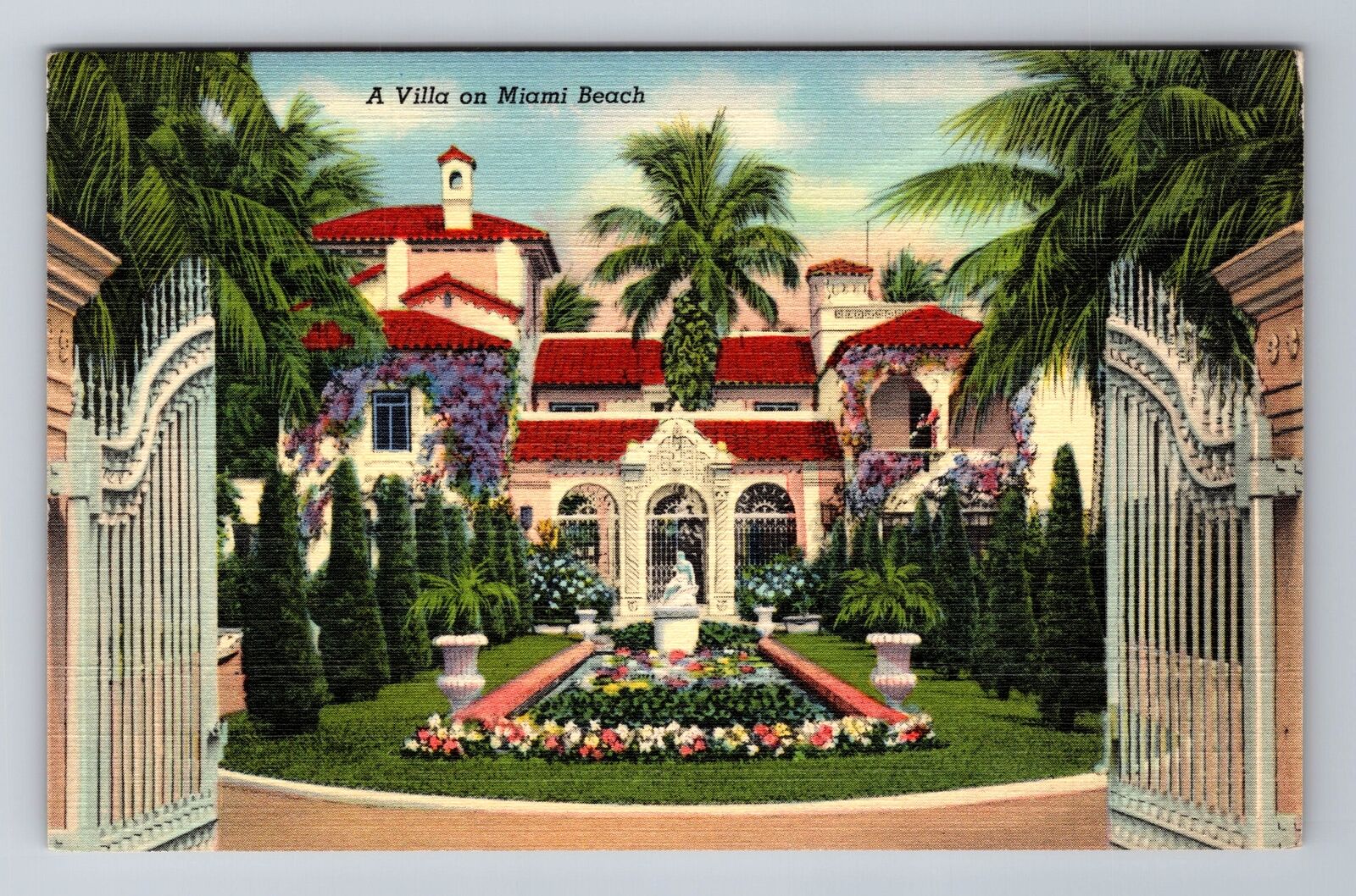 Miami Beach FL-Florida, A Villa, Antique, Vintage Postcard