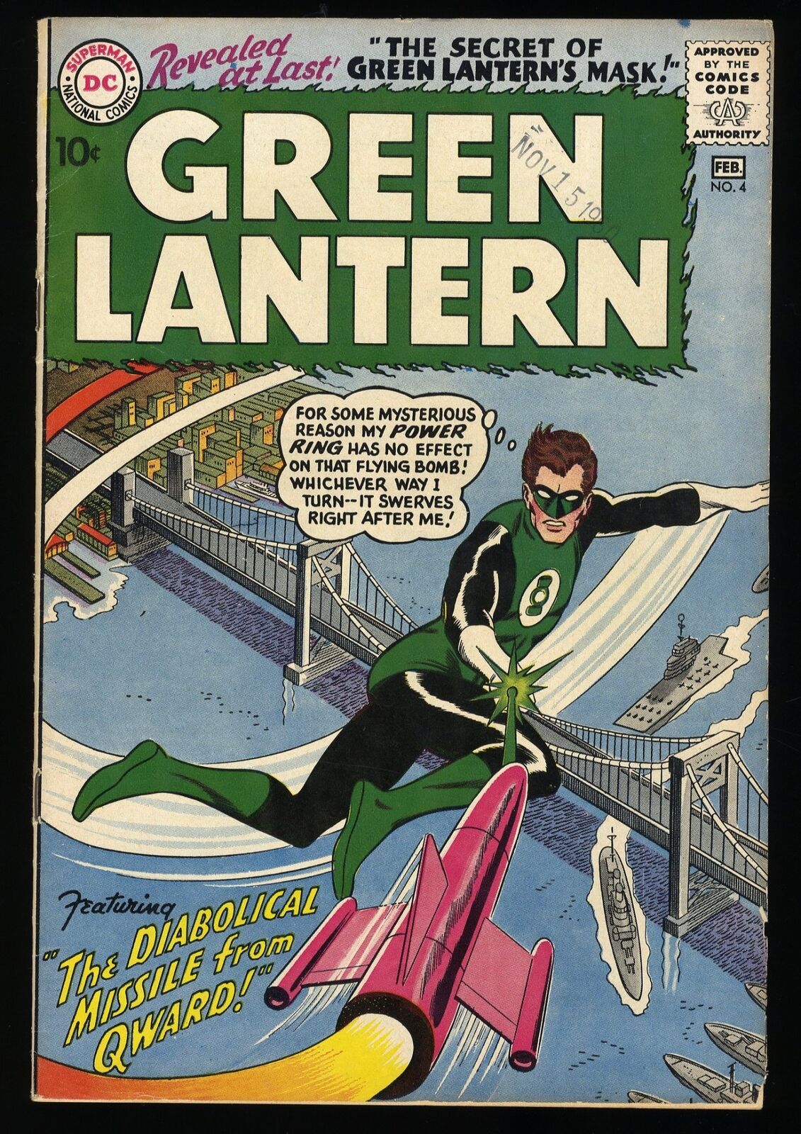 Green Lantern #4 VF- 7.5 Secret Green Lantern's Mask Kane/Giella Cover