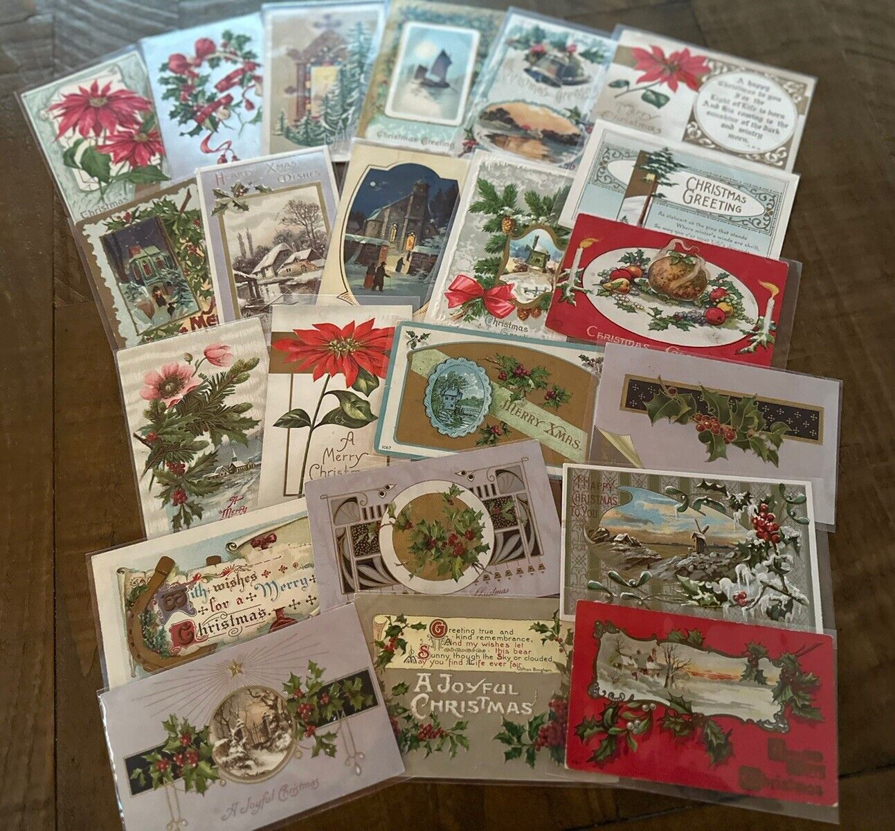 Lot of 22 ~Vintage Antique ~Christmas Postcards~Early 1900's~ in Sleeves~k710