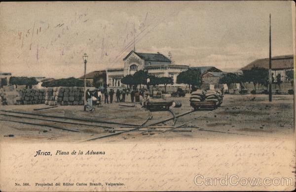 Chile 1911 Arica,Plaza de la Aduana Carlos Brandt Postcard Vintage Post Card