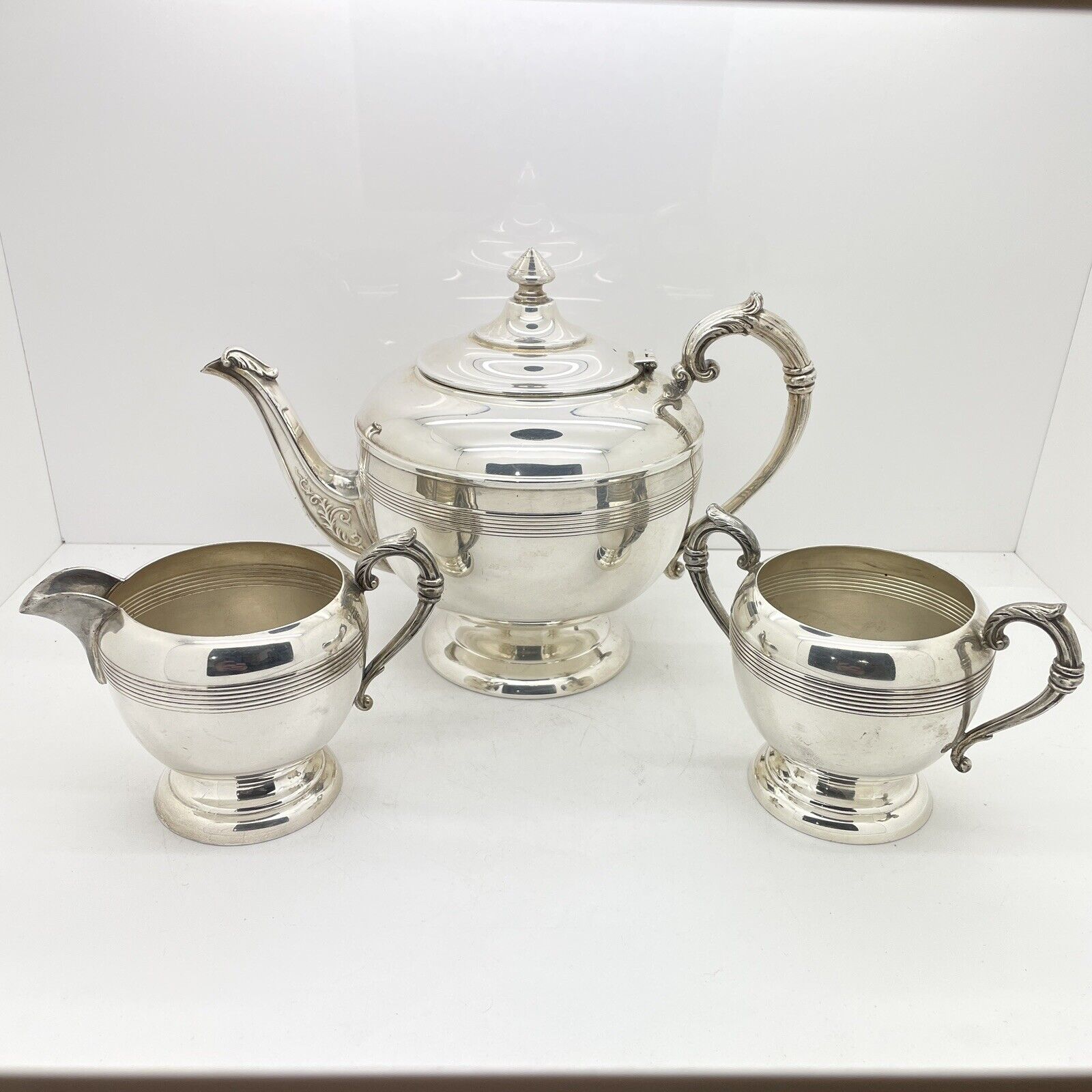 Silverware Products S.P. Canada LTD 1940s Art Deco Teapot Creamer Sugar Bowl Set